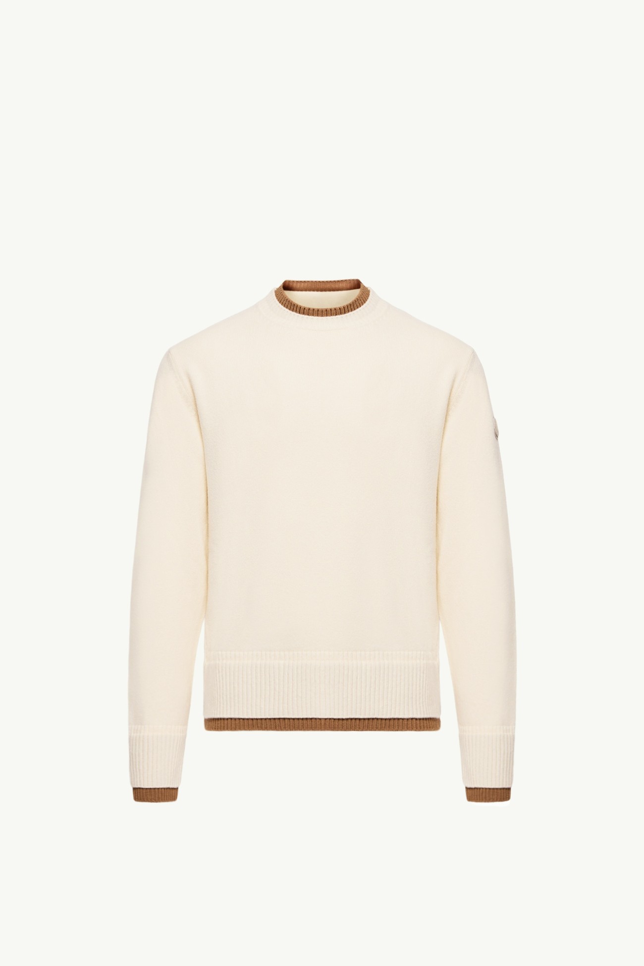 Leather Logo Wool & Cashmere Blend Jumper Men White Moncler 2