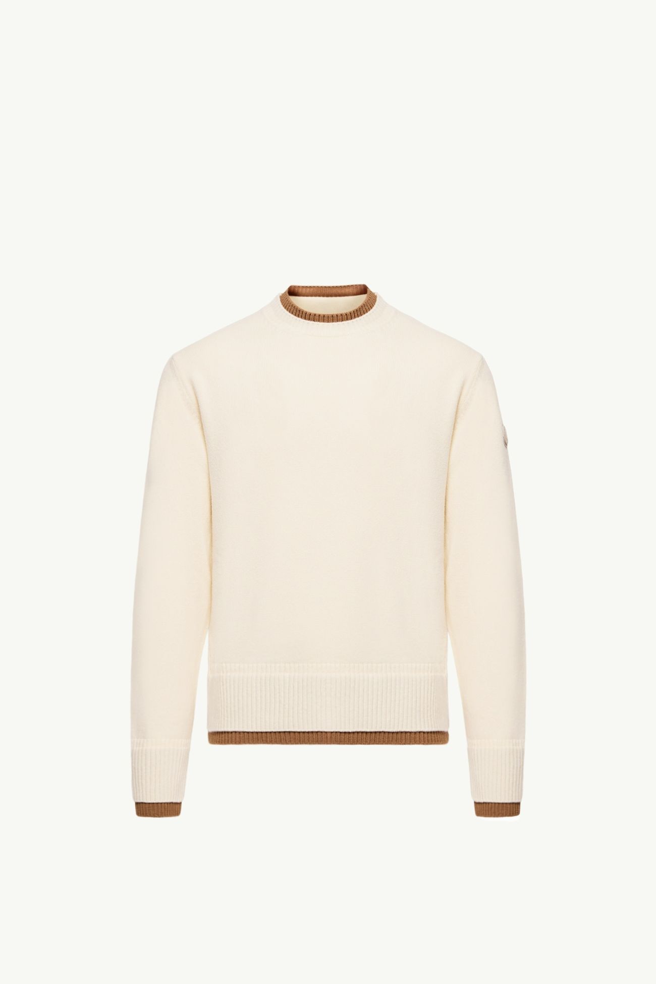 Leather Logo Wool & Cashmere Blend Sweater Men White Moncler 2