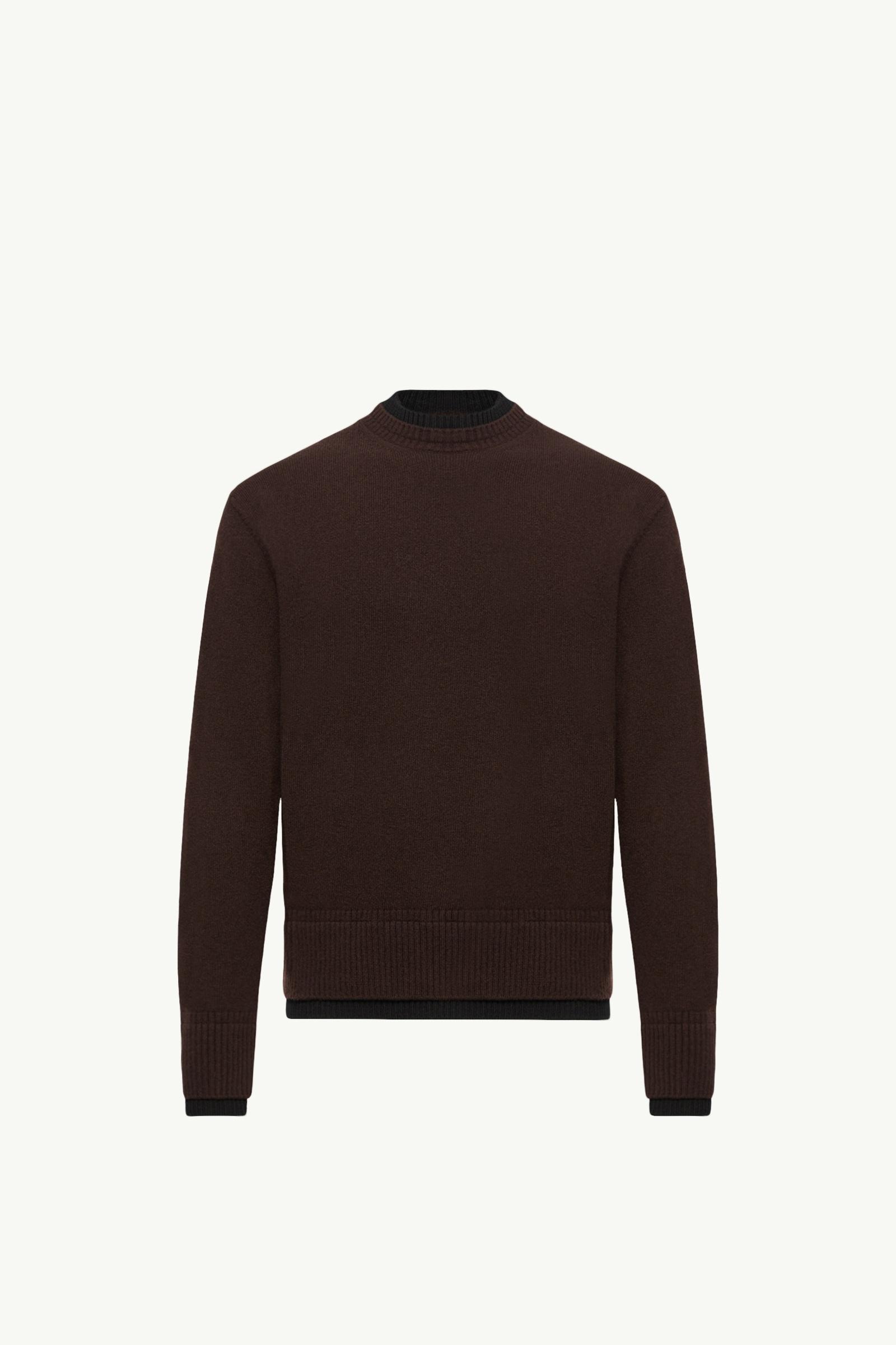 Leather Logo Wool & Cashmere Blend Jumper Men Brown Moncler, 1 of 0