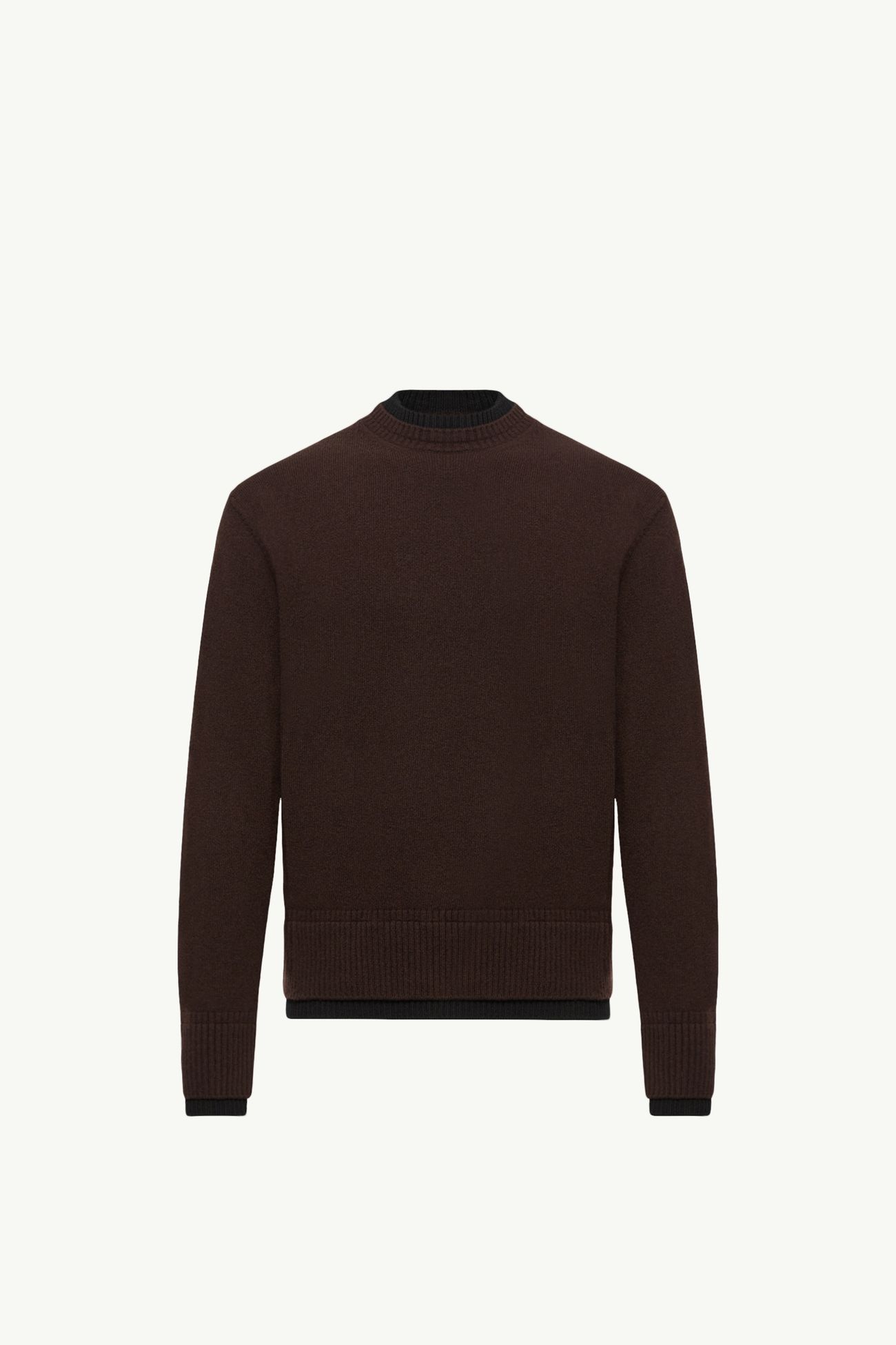 Leather Logo Wool & Cashmere Blend Jumper Men Brown Moncler 2