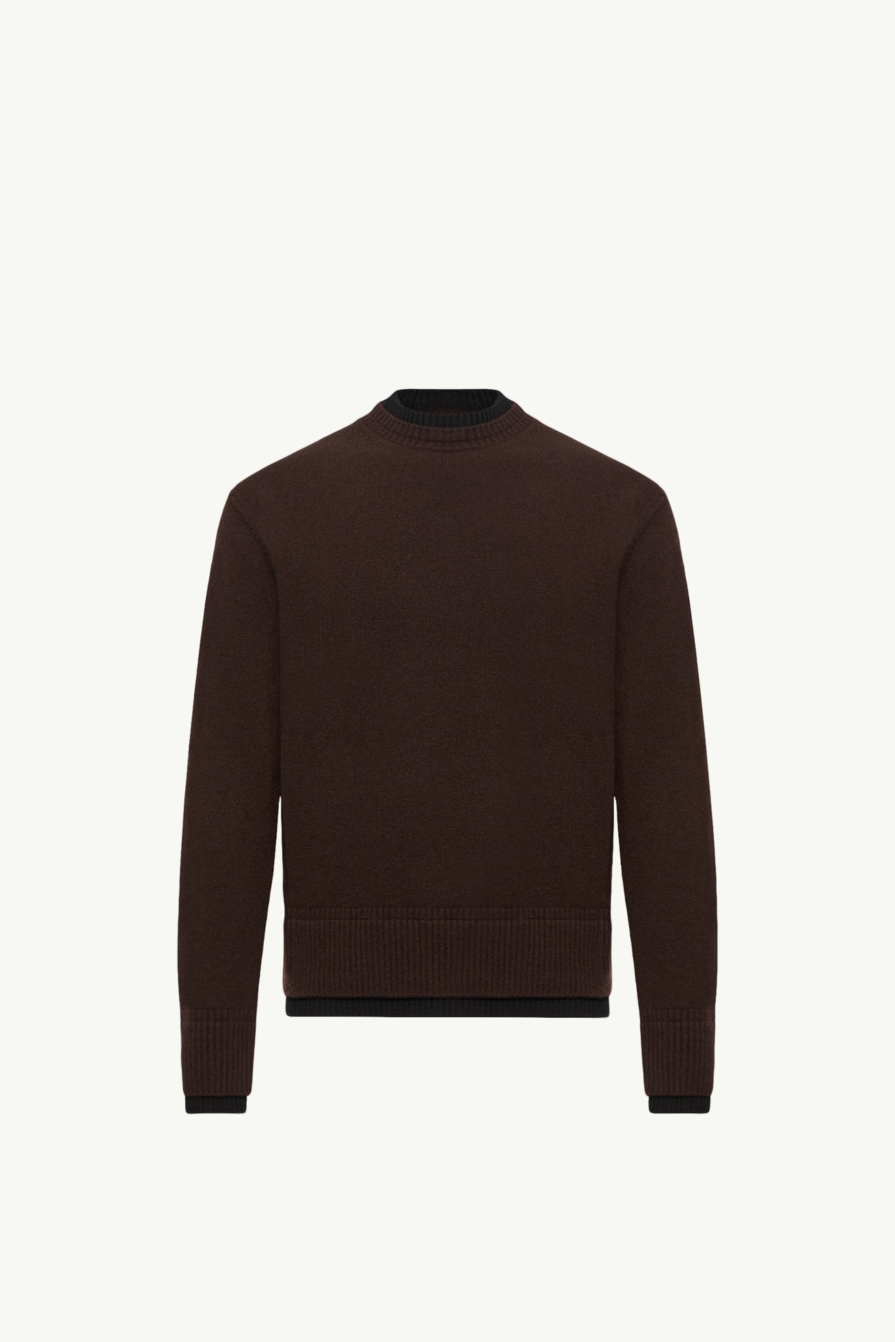 Leather Logo Wool & Cashmere Blend Jumper Men Brown Moncler 2