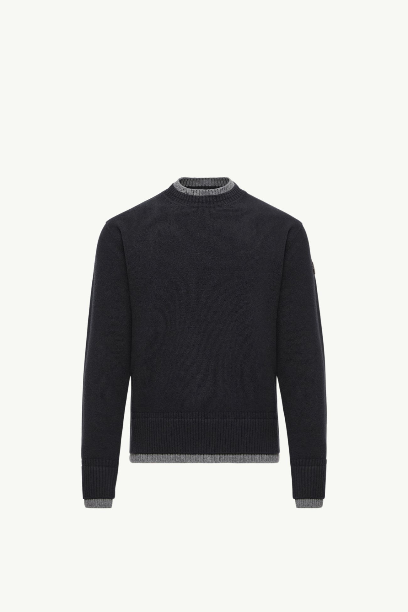 Leather Logo Wool & Cashmere Blend Jumper Men Navy Blue Moncler 2