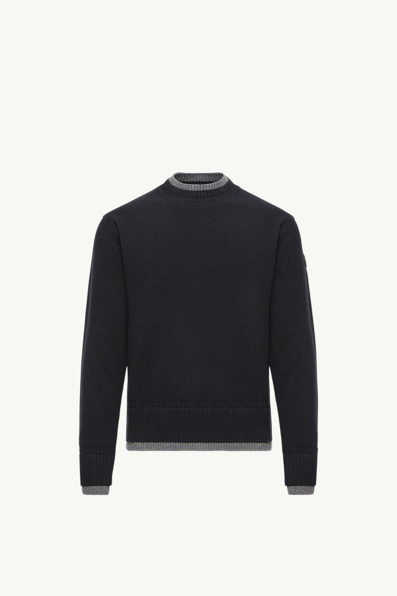 Leather Logo Wool & Cashmere Blend Jumper Men Navy Blue Moncler 2