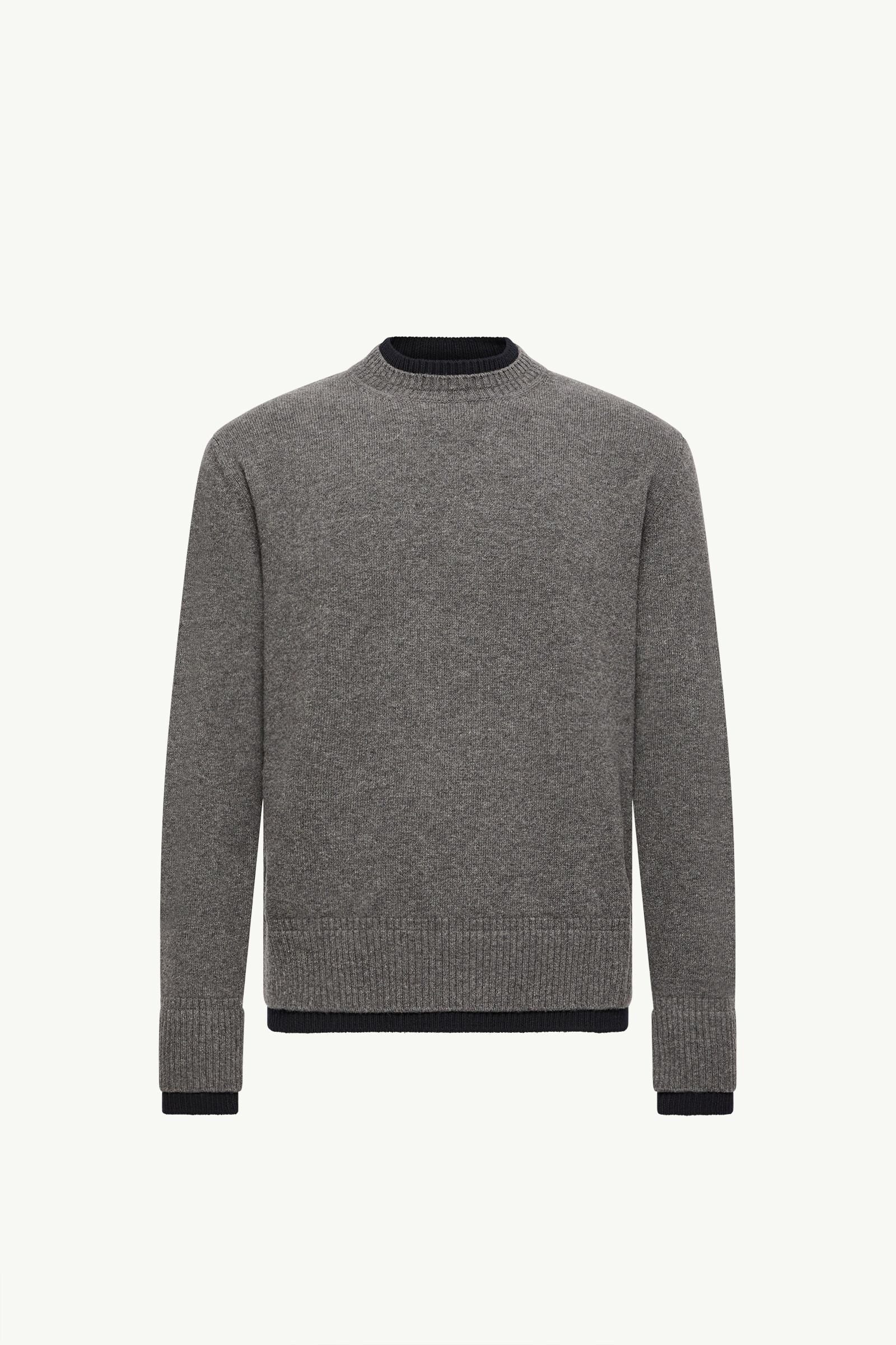 皮革標誌羊毛羊絨混紡毛衣 男士 灰色 Moncler, 1 of 0
