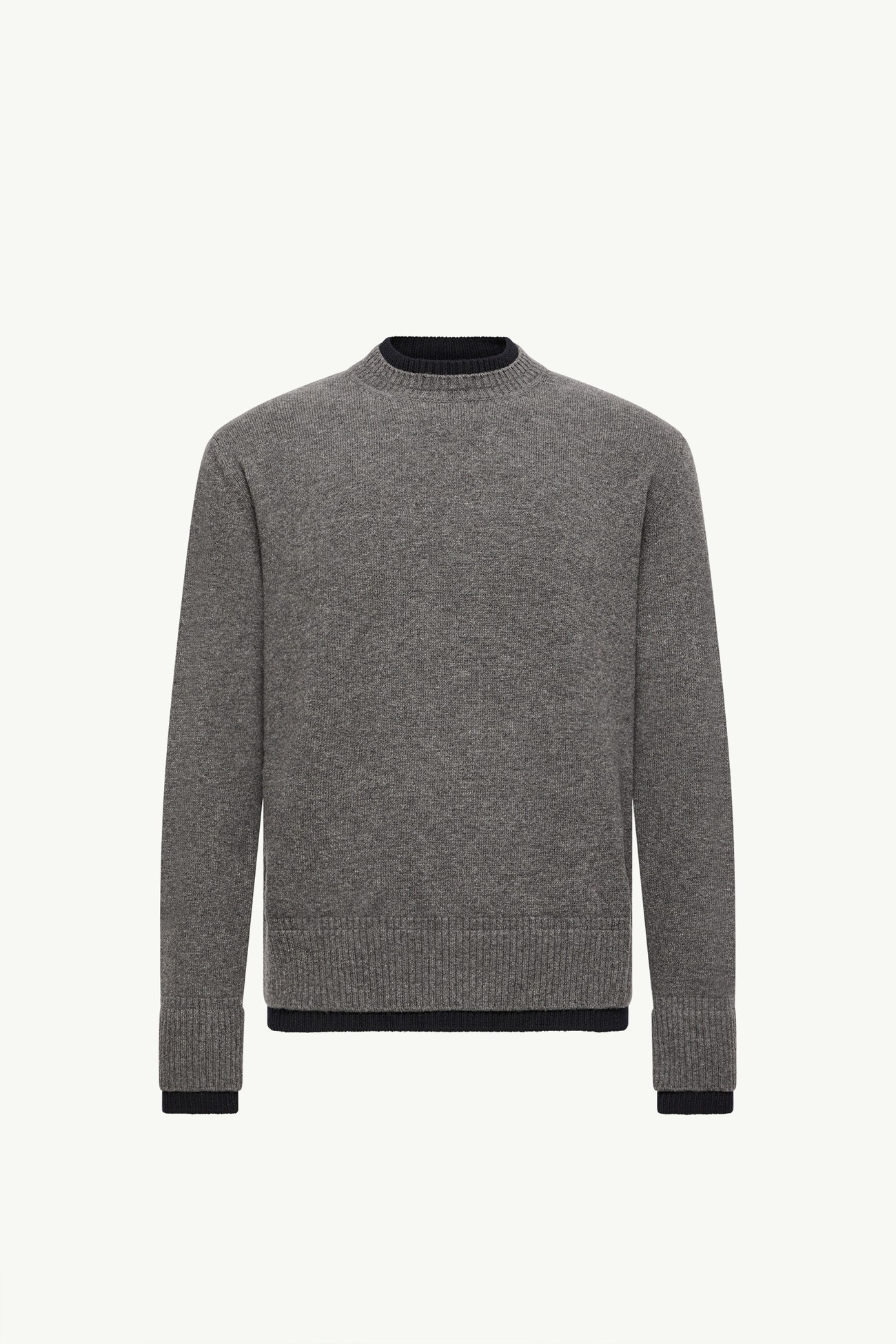Leather Logo Wool & Cashmere Blend Jumper Men Gray Moncler 2