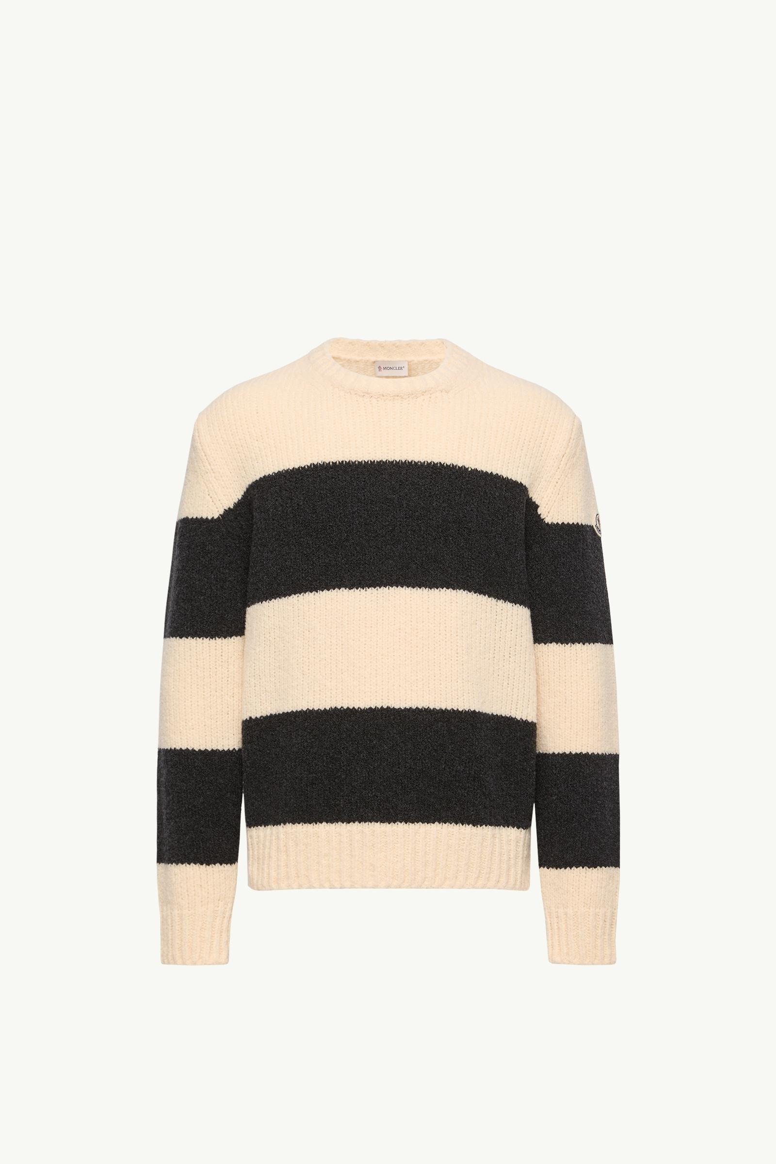Striped Wool Blend Bouclé Jumper Men Black & White Moncler, 1 of 0