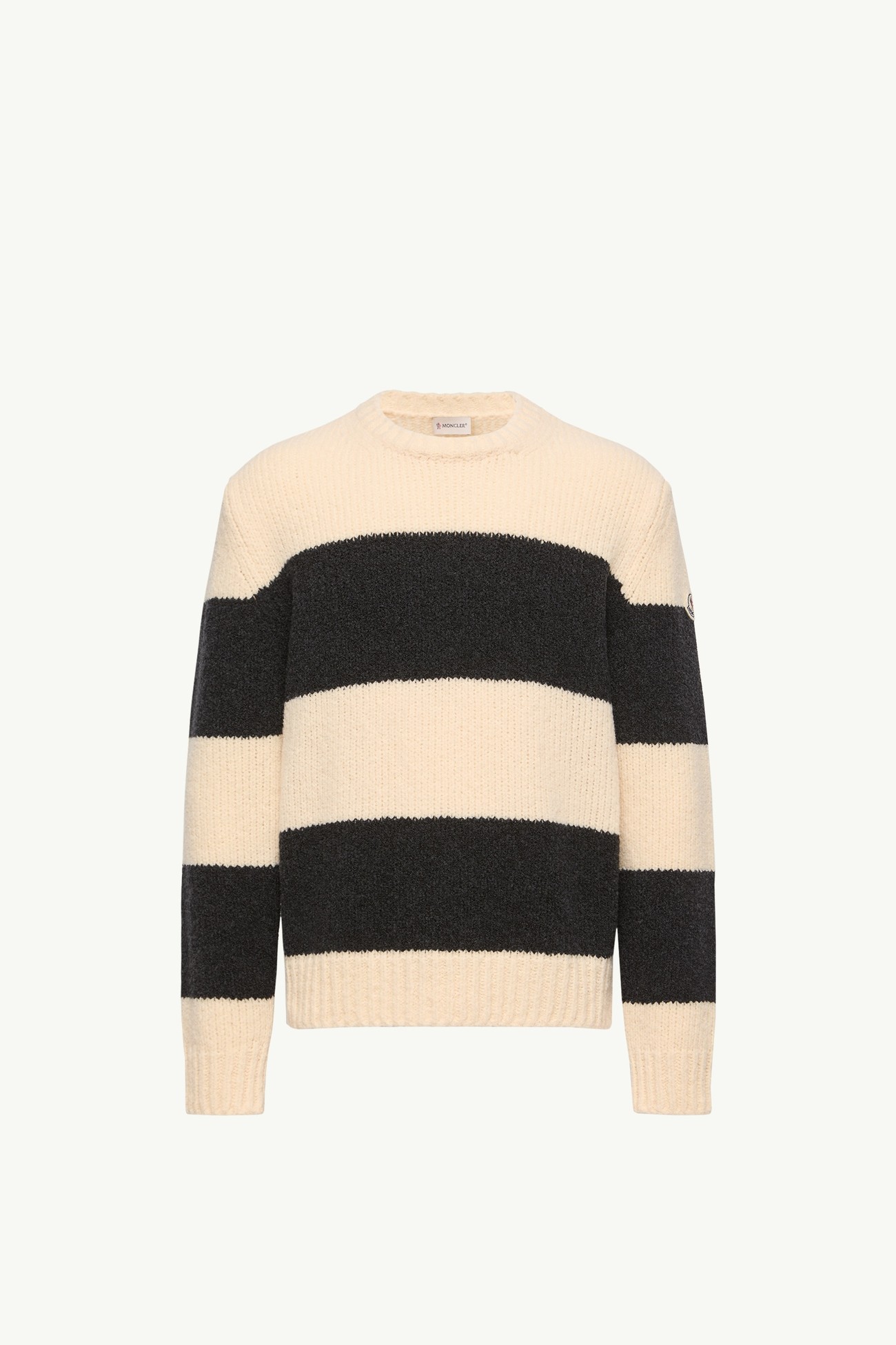 Striped Wool Blend Bouclé Jumper Men Black & White Moncler 2
