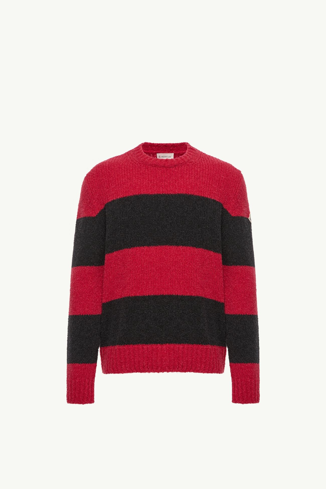 Striped Wool Blend Bouclé Jumper Men Black & Red Moncler 2