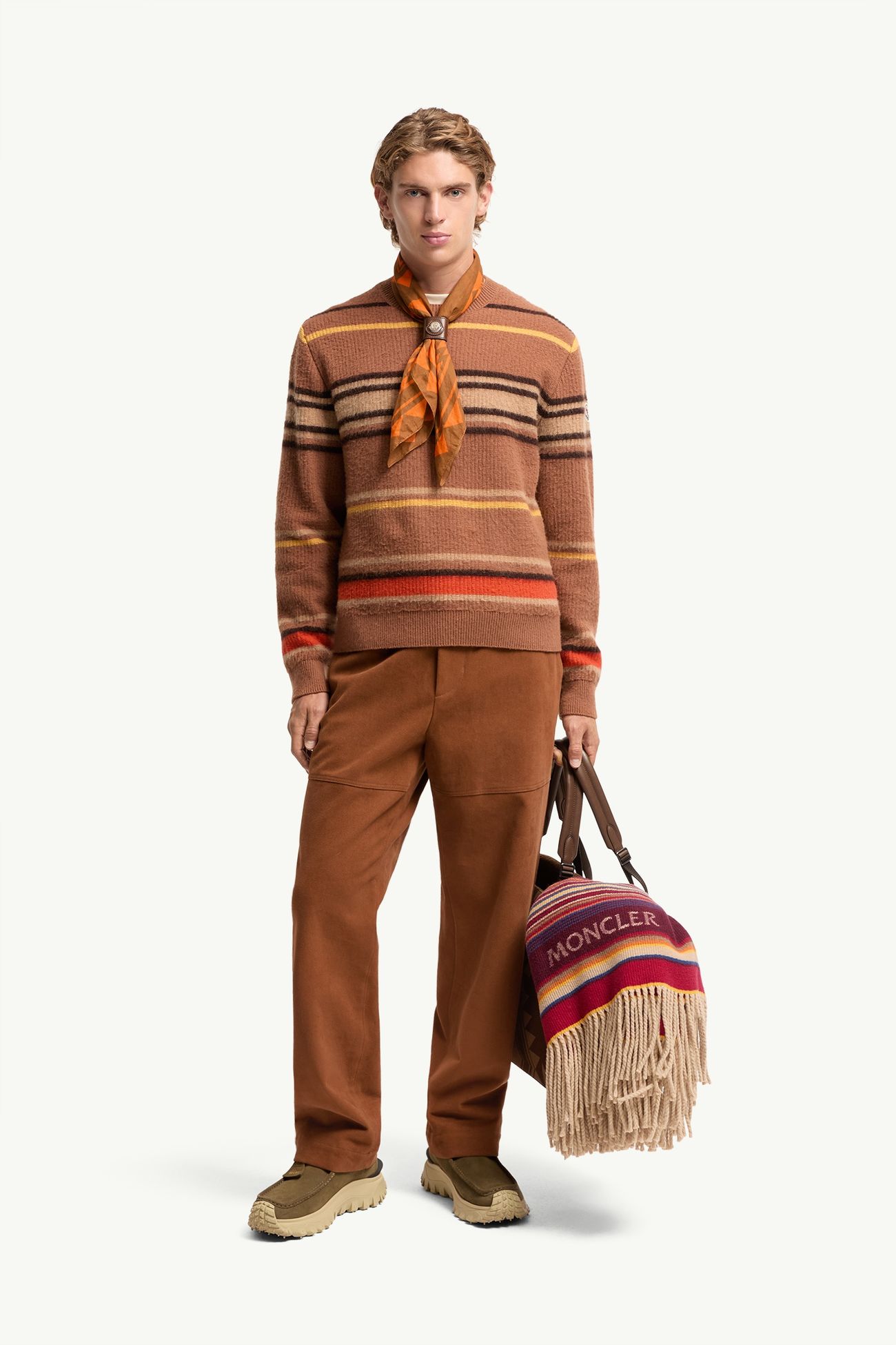 Striped Wool Jumper Men Light Brown Moncler 0