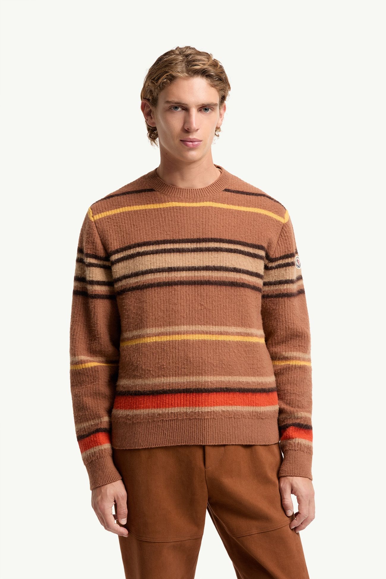 Striped Wool Jumper Men Light Brown Moncler 3