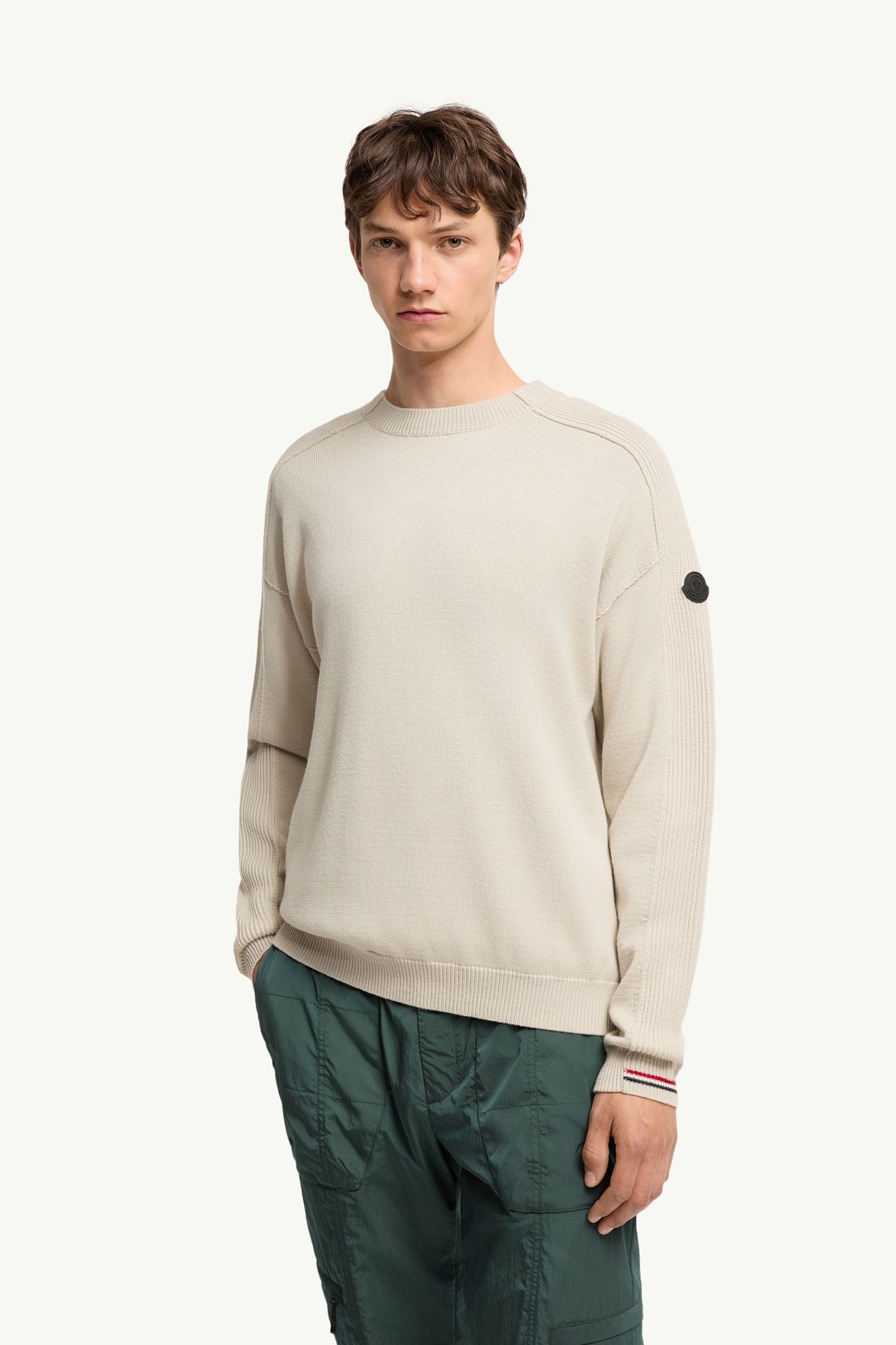 Logo Wool Jumper Men Light Beige Moncler 3