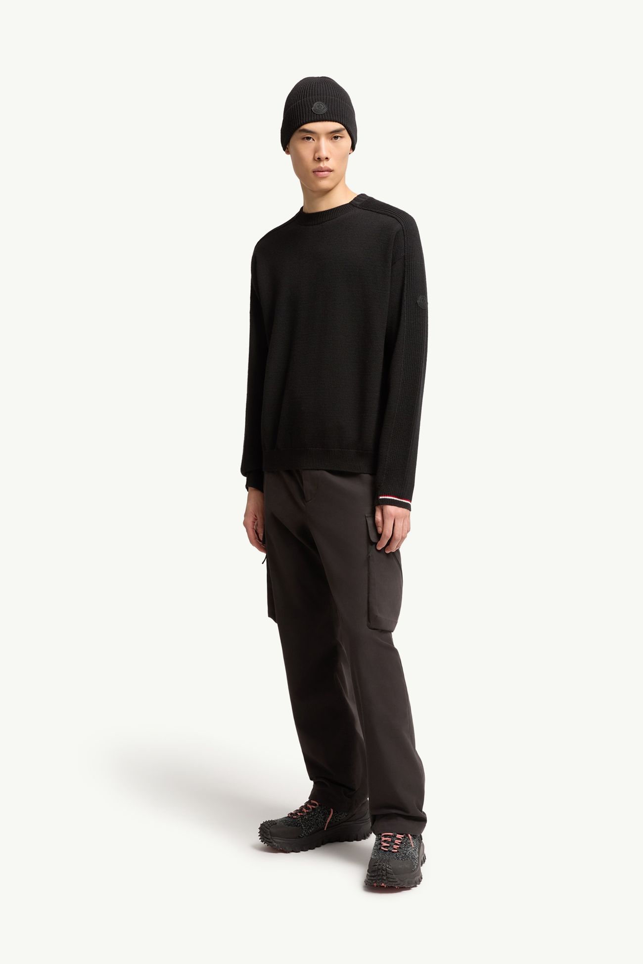 Logo Wool Jumper Men Black Moncler 0