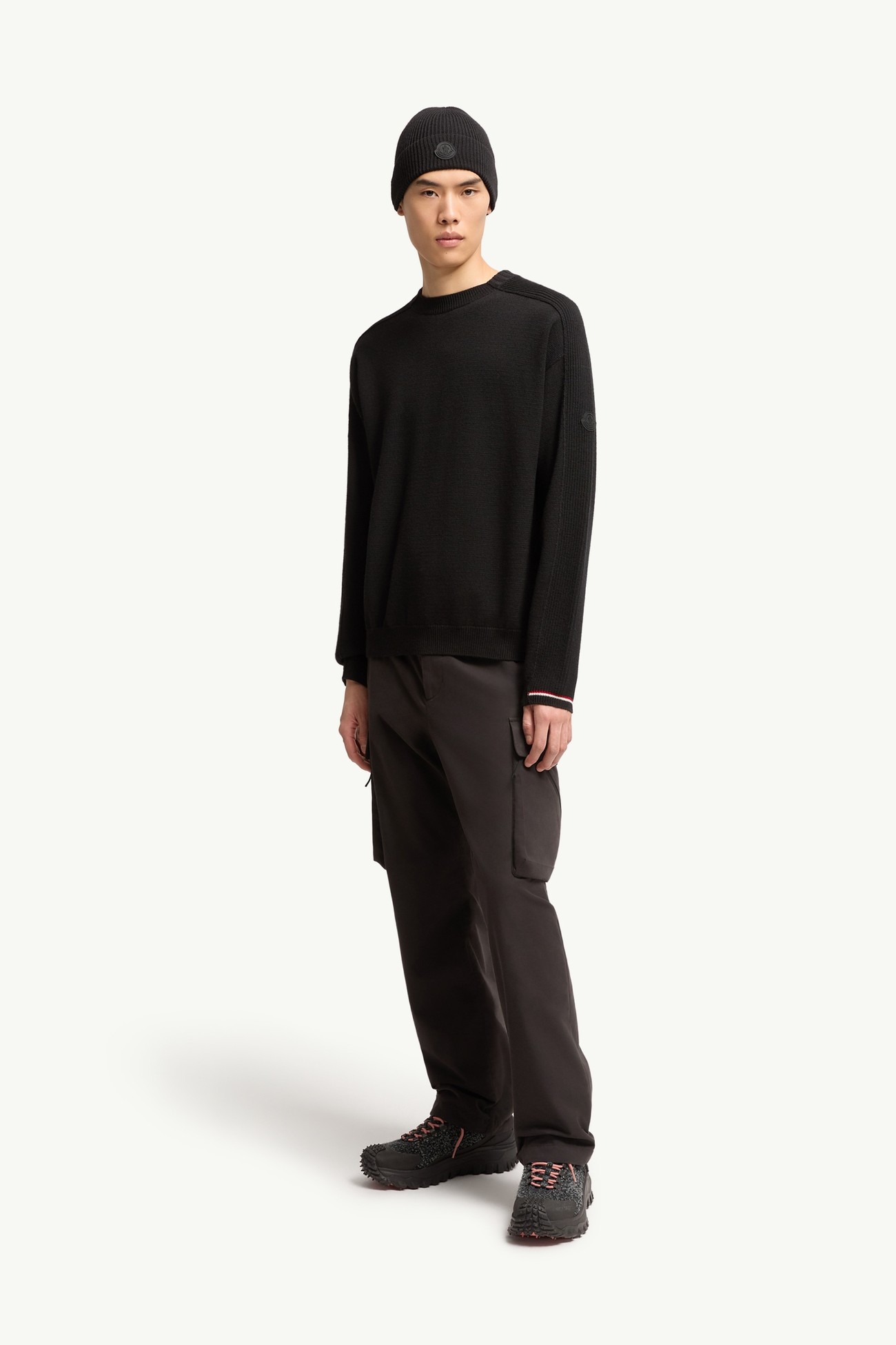 Pull en laine à logo Hommes Noir Moncler 0