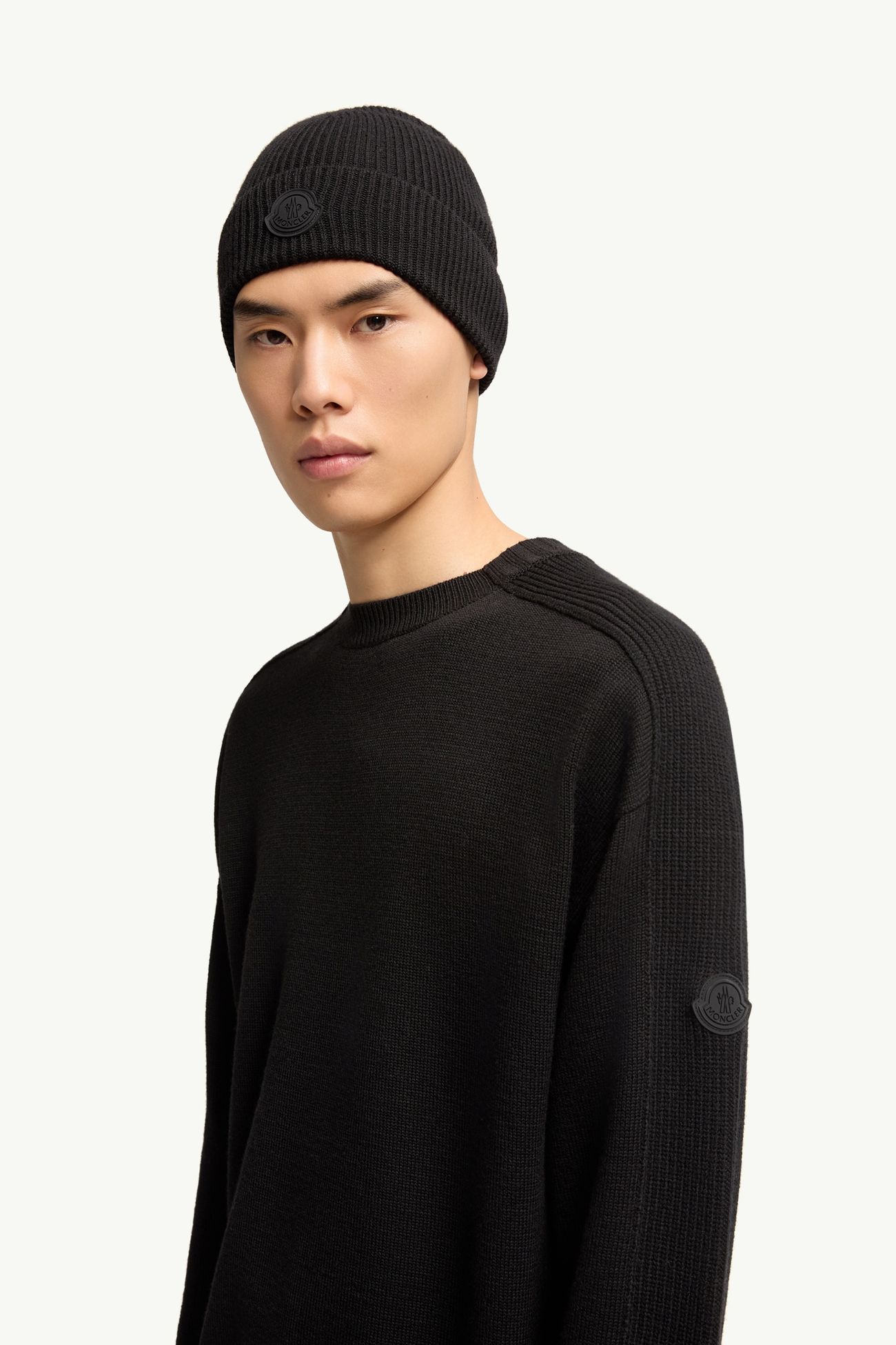Jersey de lana con logotipo Hombre Negro Moncler 1