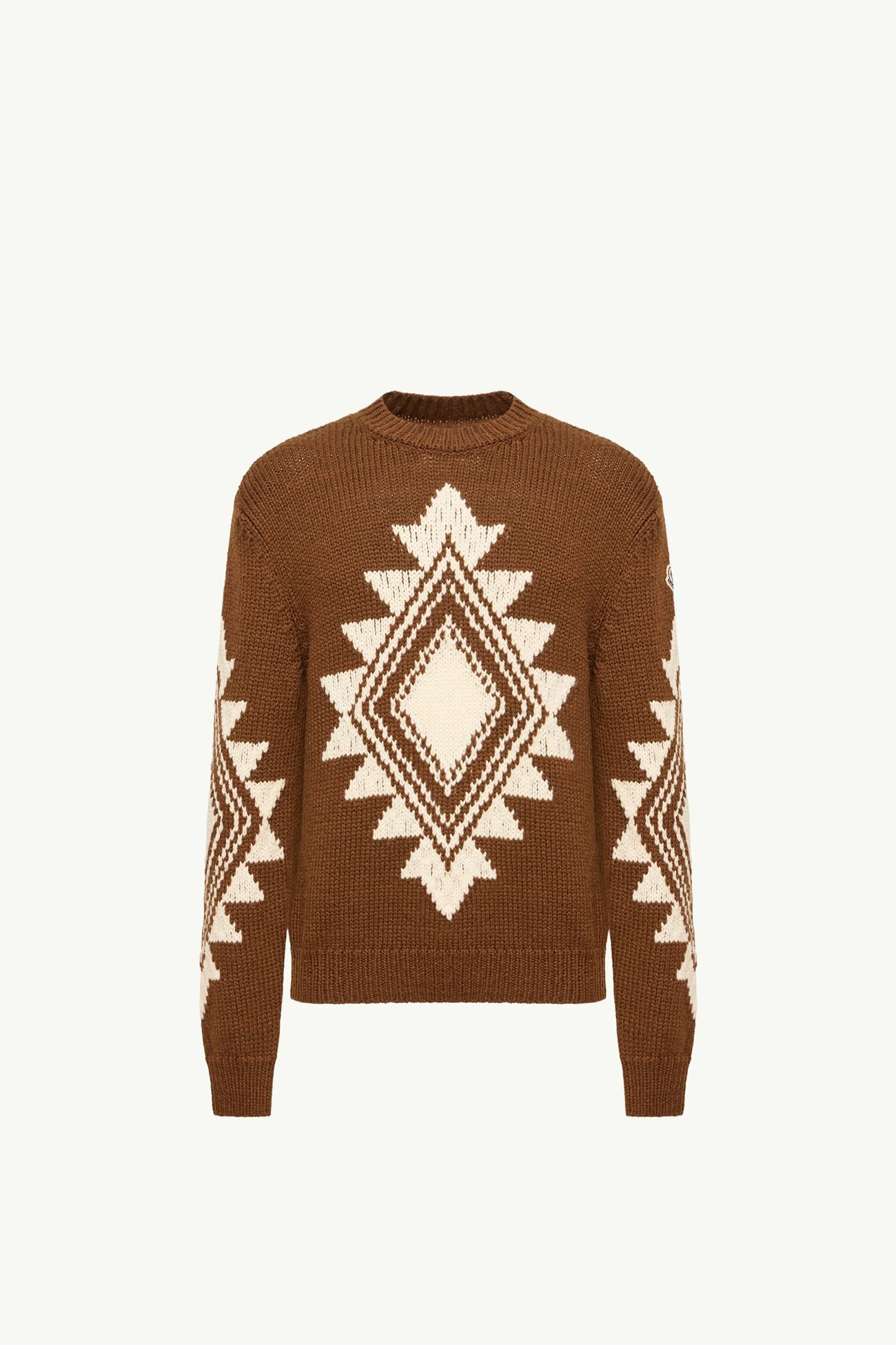 Pull en jacquard de laine mélangé géométrique Hommes Marron Moncler 2