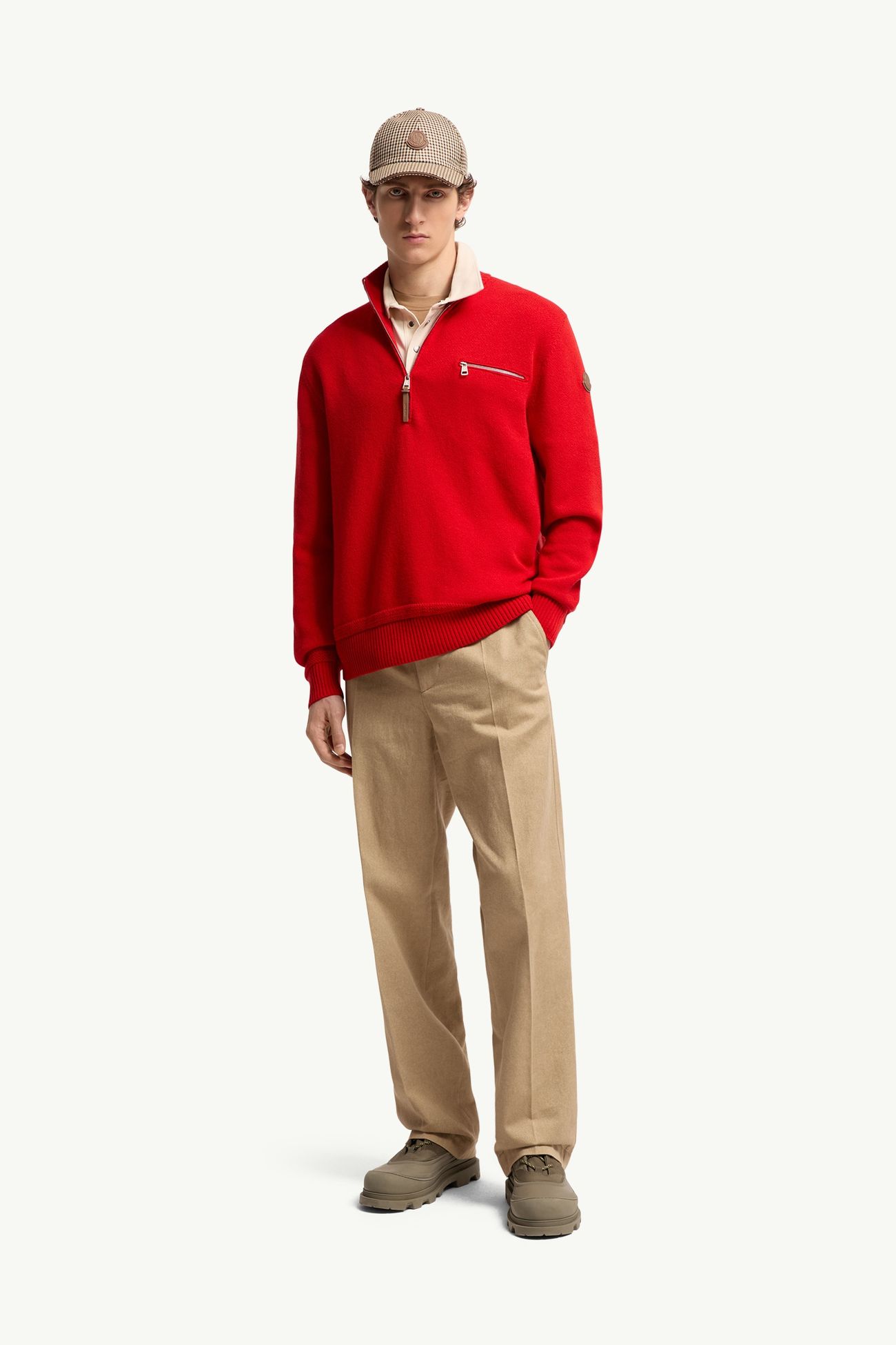 Wool & Cashmere Blend Polo Neck Jumper Men Red Moncler 0