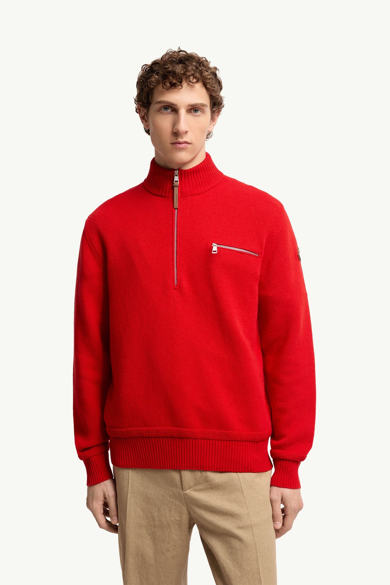 Wool & Cashmere Blend Turtleneck Sweater Men Red Moncler 3