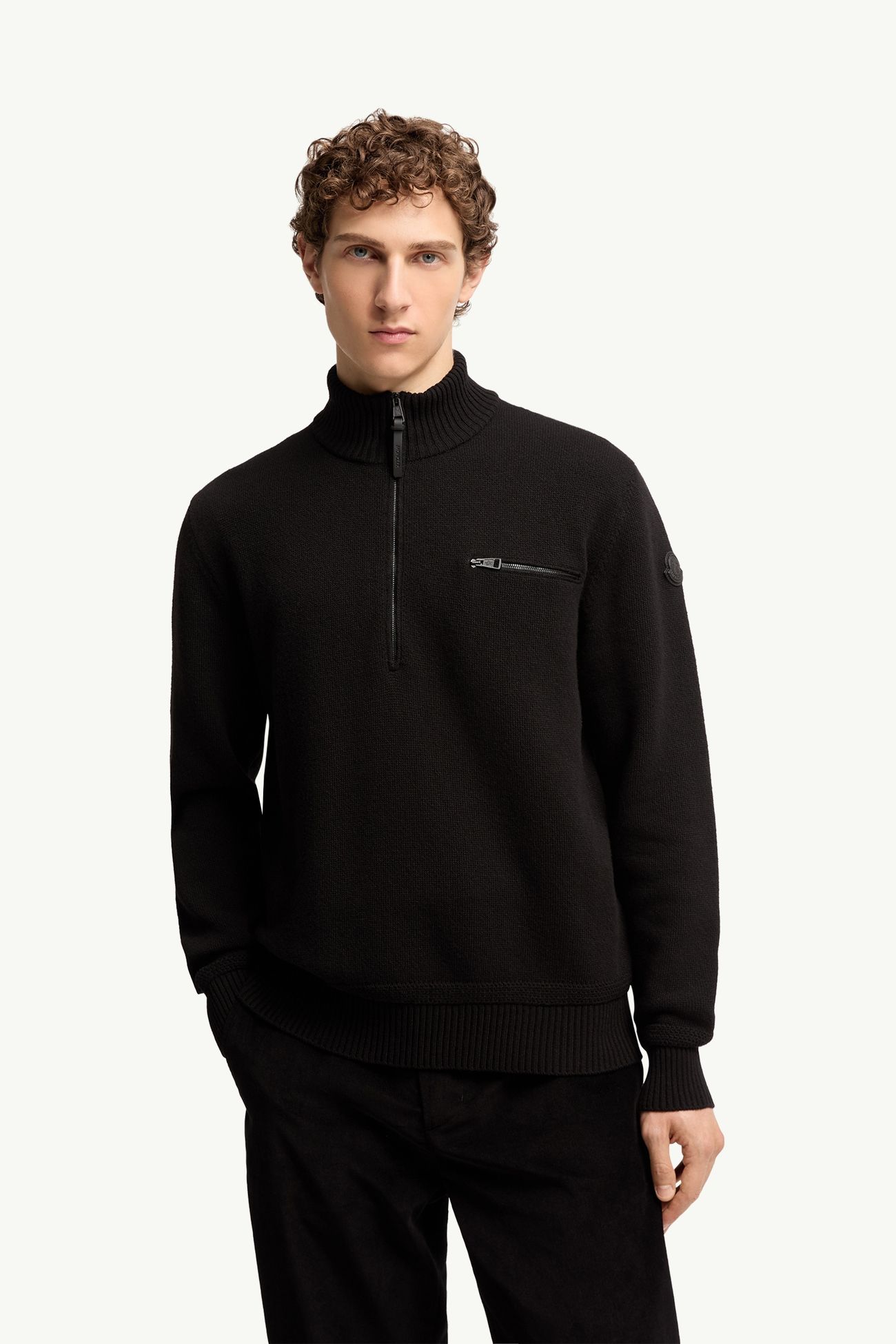 Wool & Cashmere Blend Turtleneck Sweater Men Black Moncler 3