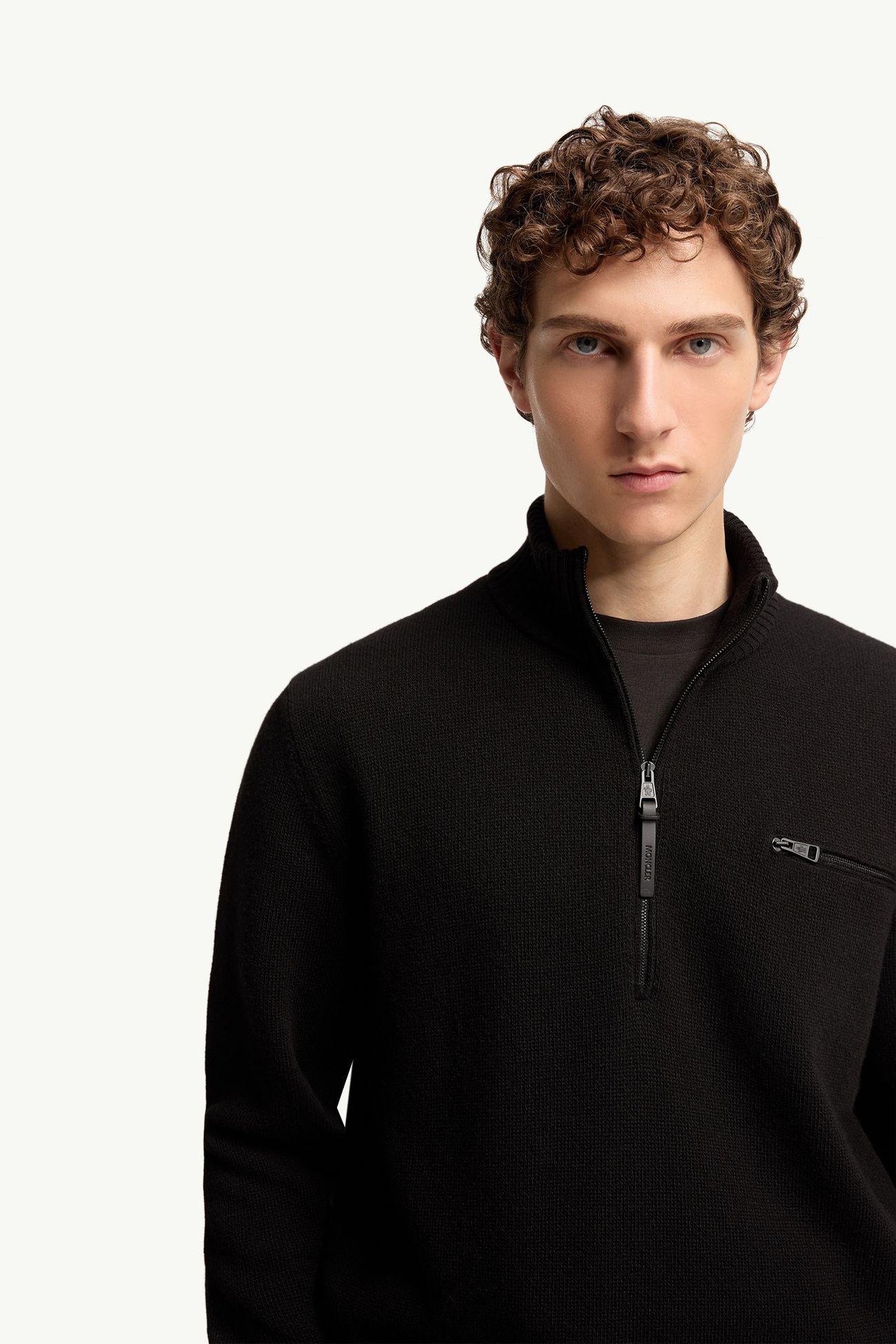 Wool & Cashmere Blend Polo Neck Jumper Men Black Moncler 5