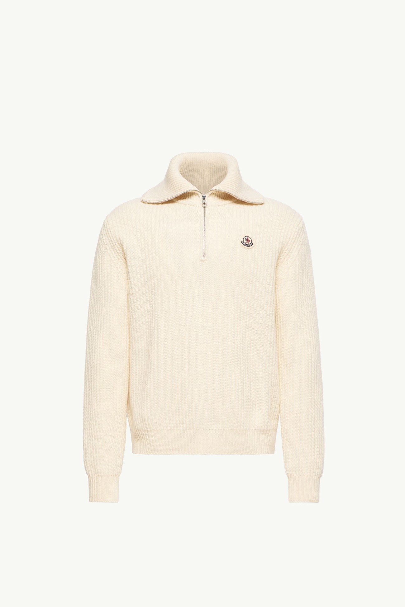 Rollkragenpullover aus Rippen-Wollstrick mit Logo Herren Weiß-Elfenbein Moncler 2
