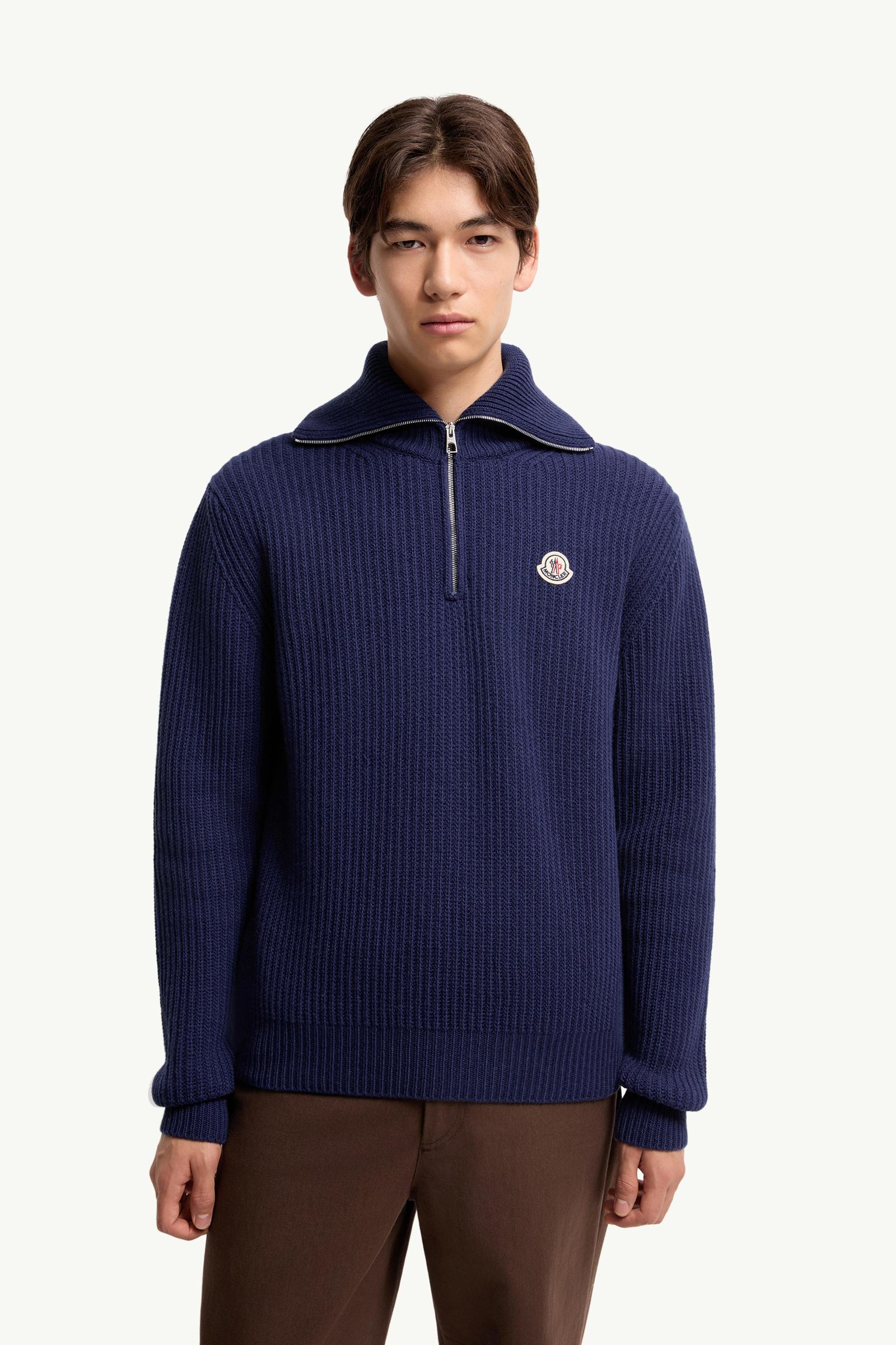 Cobalt Blue Logo Rib Wool Turtleneck - Sweaters & Cardigans for