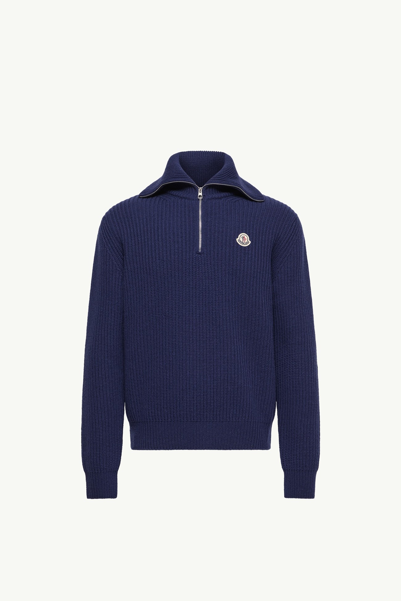 Dolcevita in lana a coste con logo Uomo Blu Cobalto Moncler 2