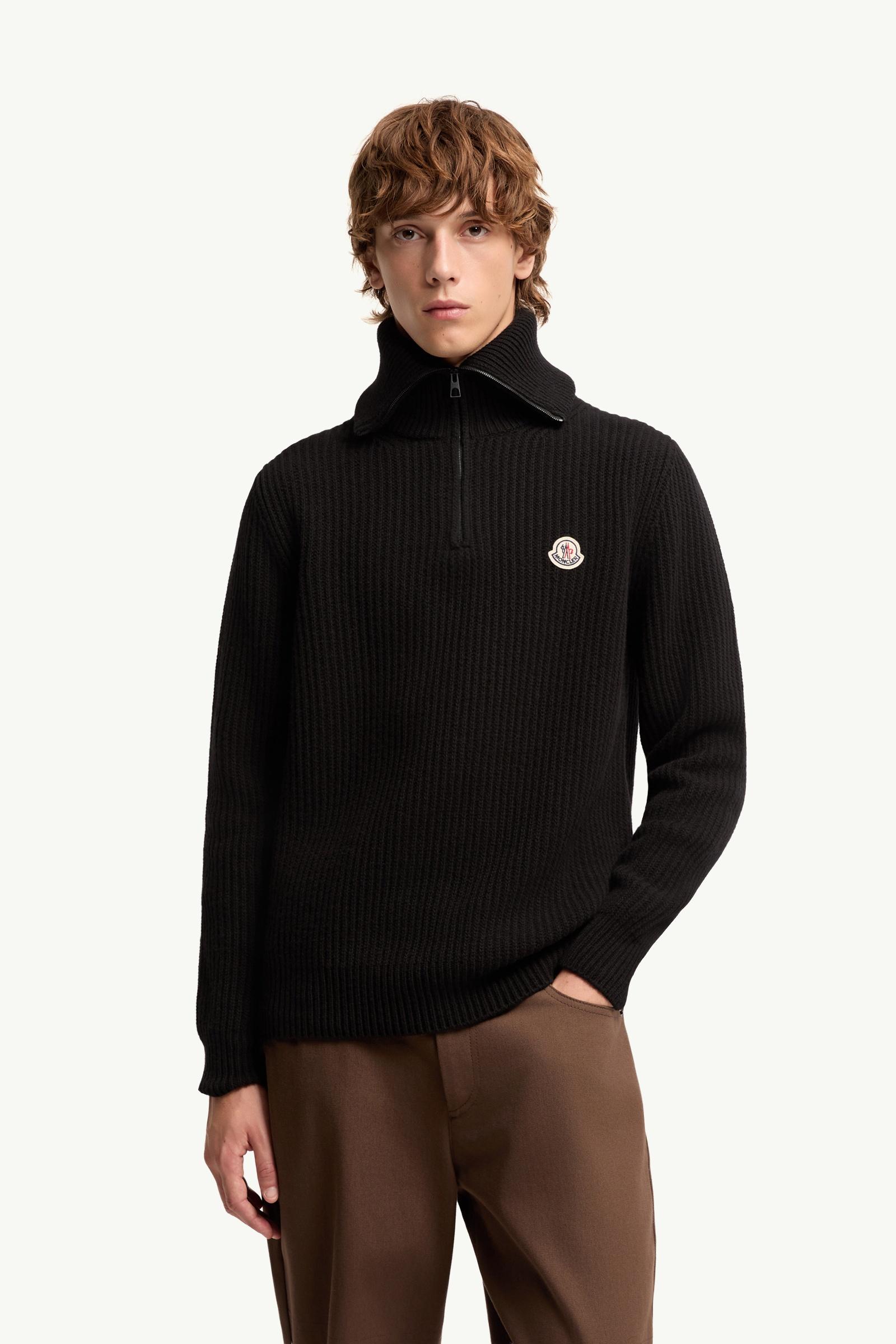 Black Logo Rib Wool Turtleneck - Sweaters & Cardigans for Men
