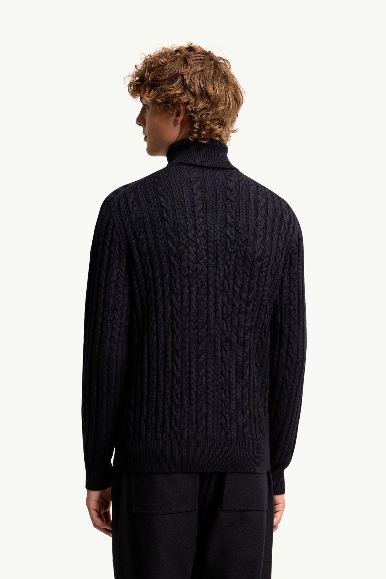 Leather Logo Wool Jumper Men Navy Blue Moncler 4