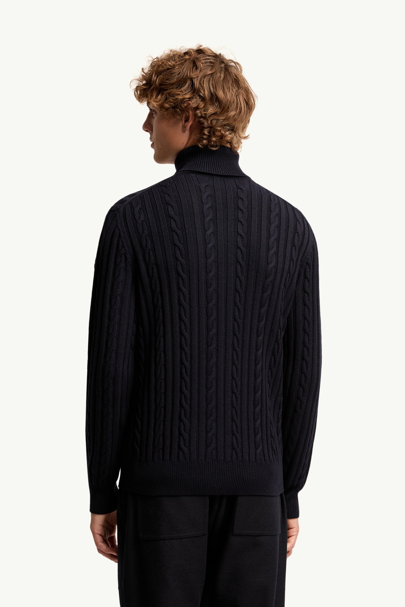 Maglione in lana con logo in pelle Uomo Blu Navy Moncler 4