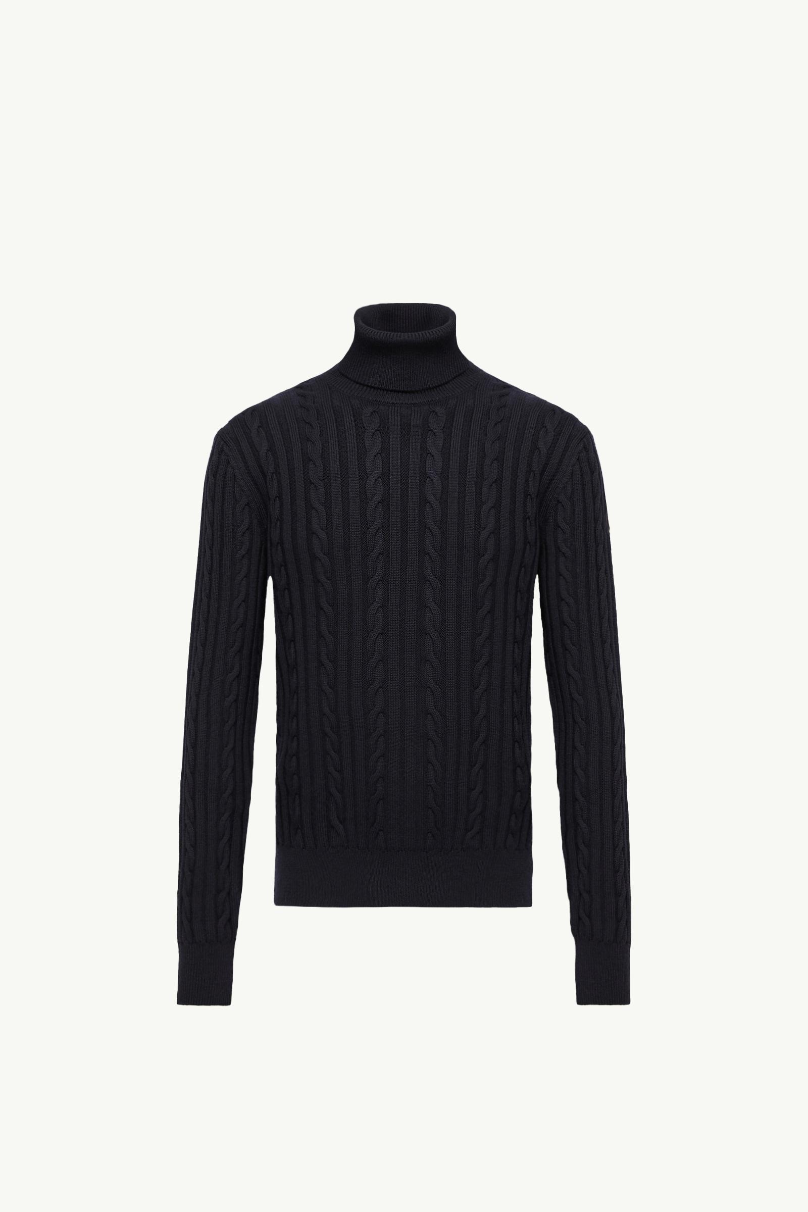 Leather Logo Wool Jumper Men Navy Blue Moncler, 1 of 0
