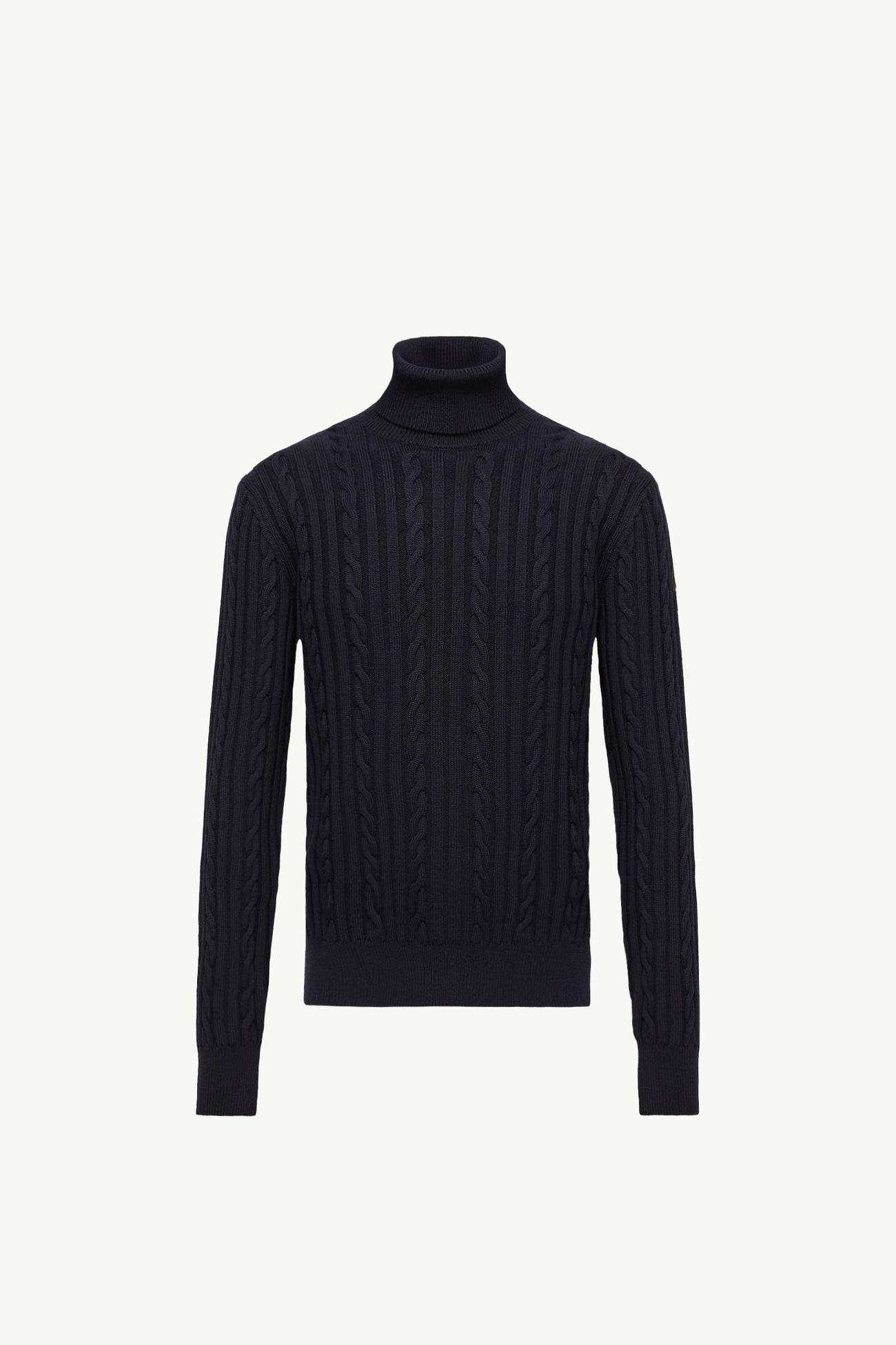 Pull en laine à logo en cuir Hommes Bleu marine Moncler 2