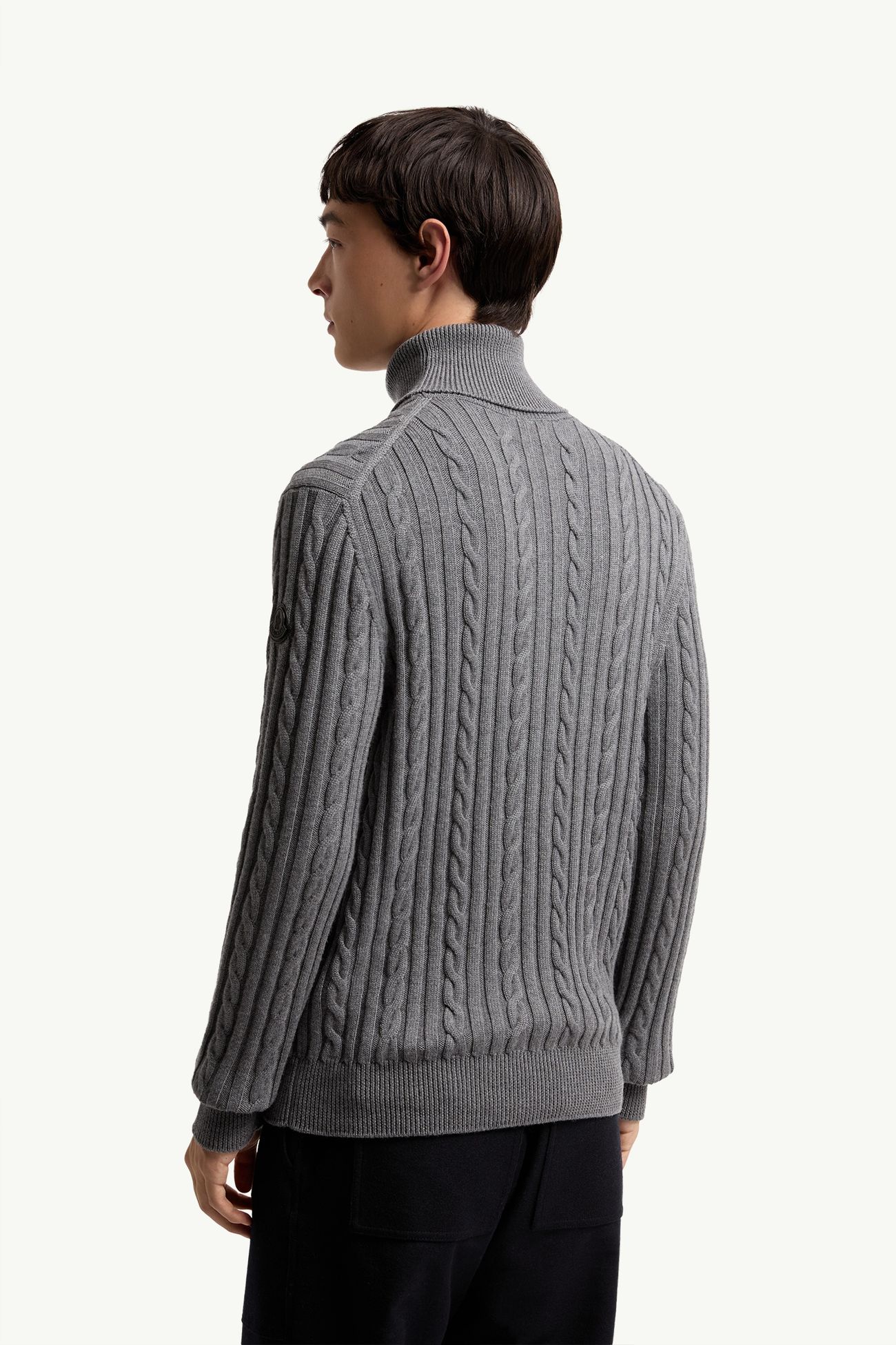 Leather Logo Wool Jumper Men Gray Moncler 4
