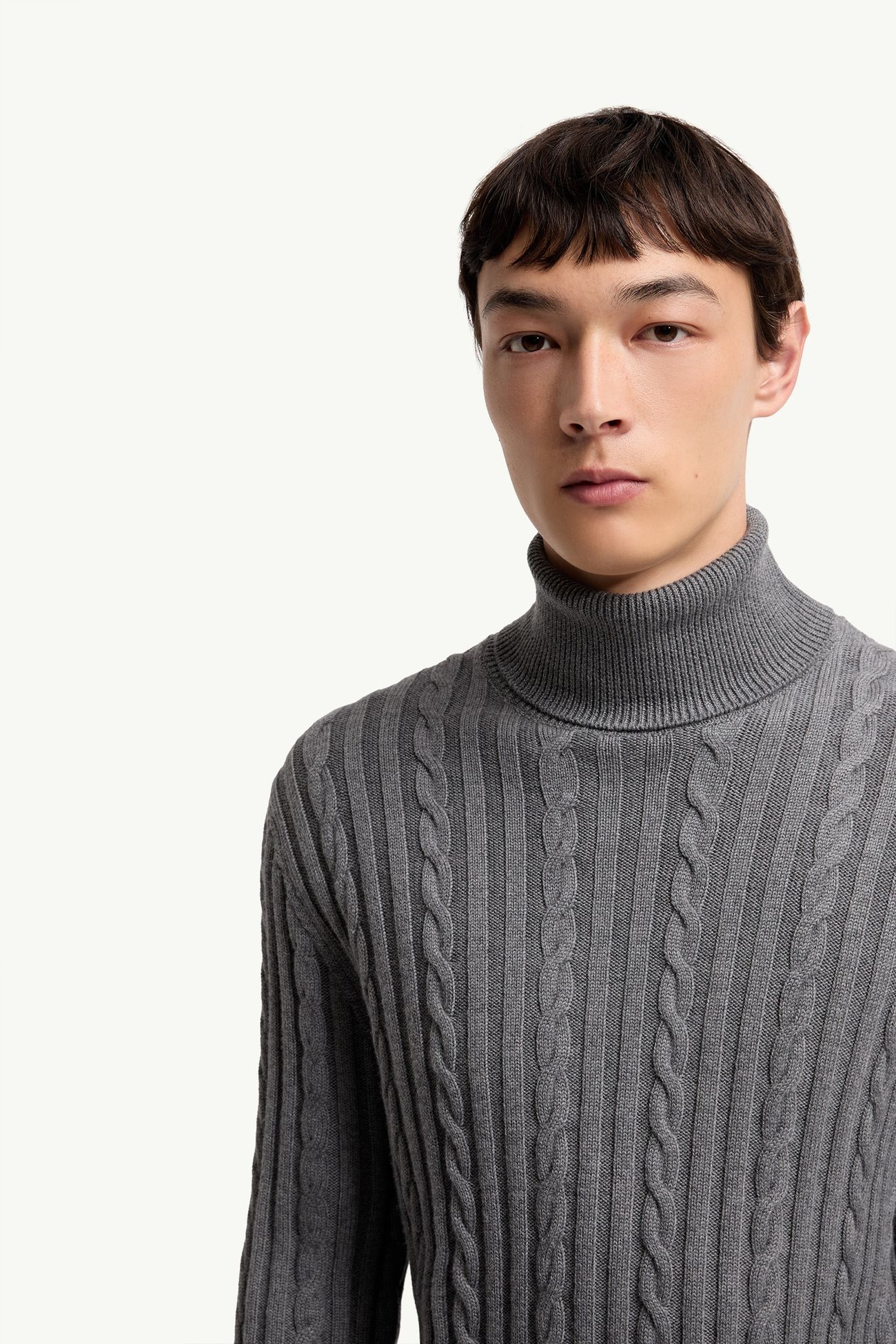 Leather Logo Wool Jumper Men Gray Moncler 5