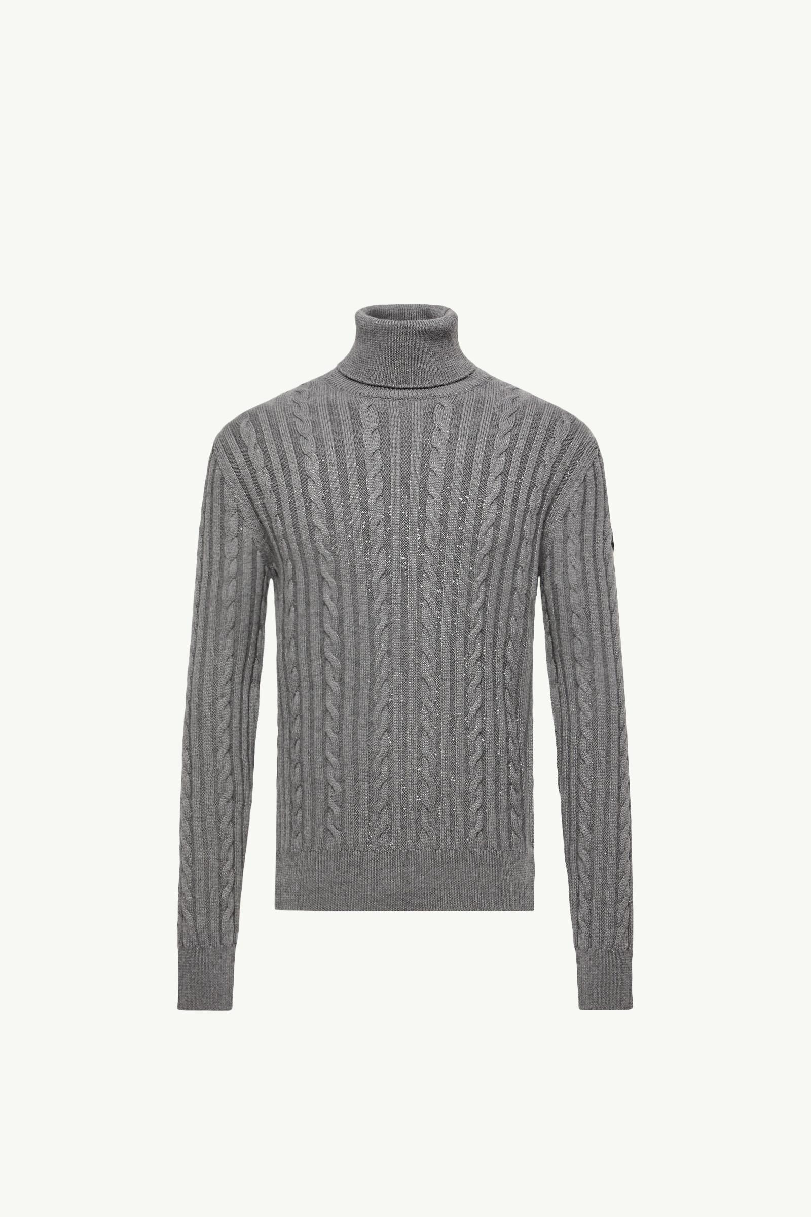 Leather Logo Wool Jumper Men Gray Moncler, 1 of 0