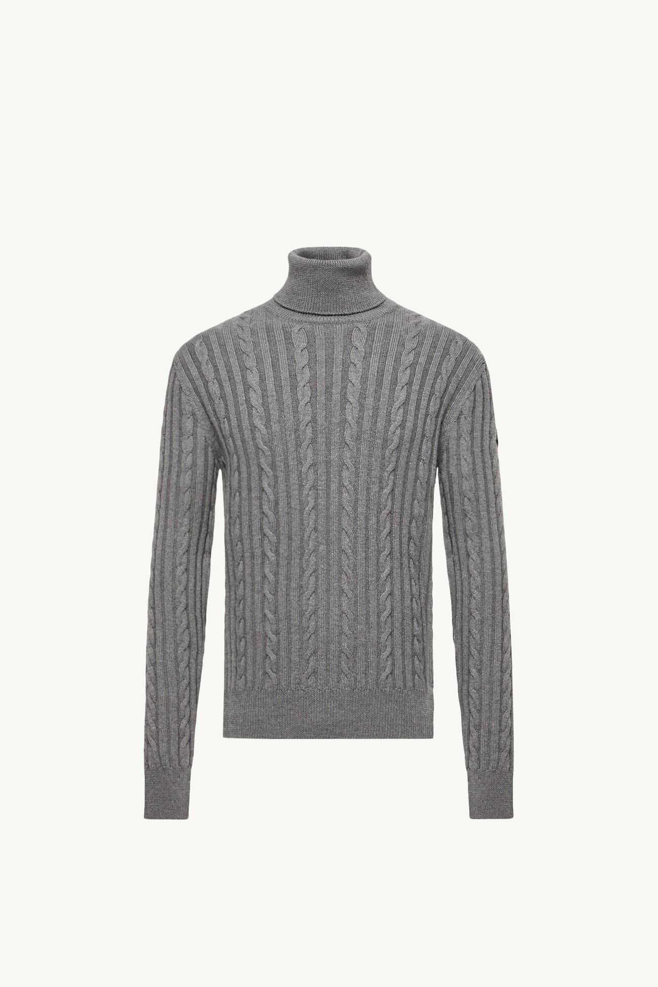 Maglione in lana con logo in pelle Uomo Grigio Moncler 2