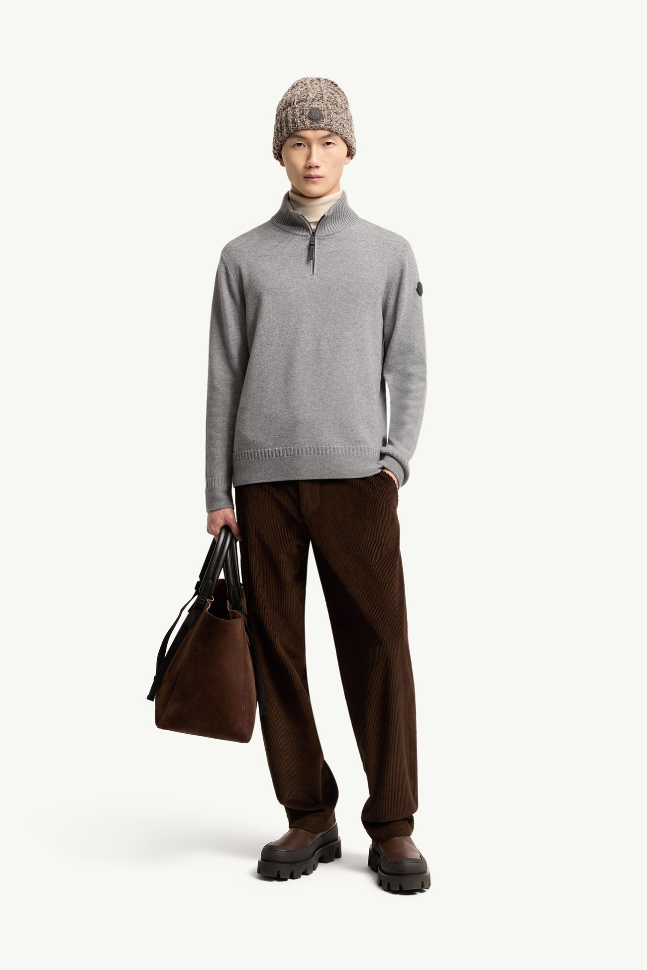 Maglione in misto lana e cashmere Uomo Grigio Moncler 0