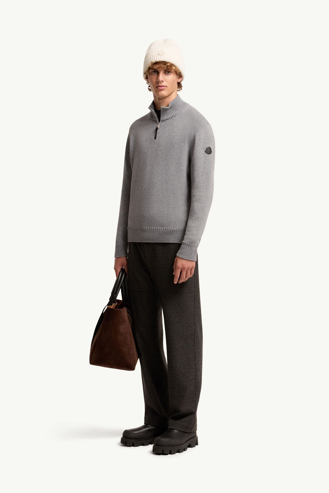 Wool & Cashmere Blend Jumper Men Gray Moncler 0