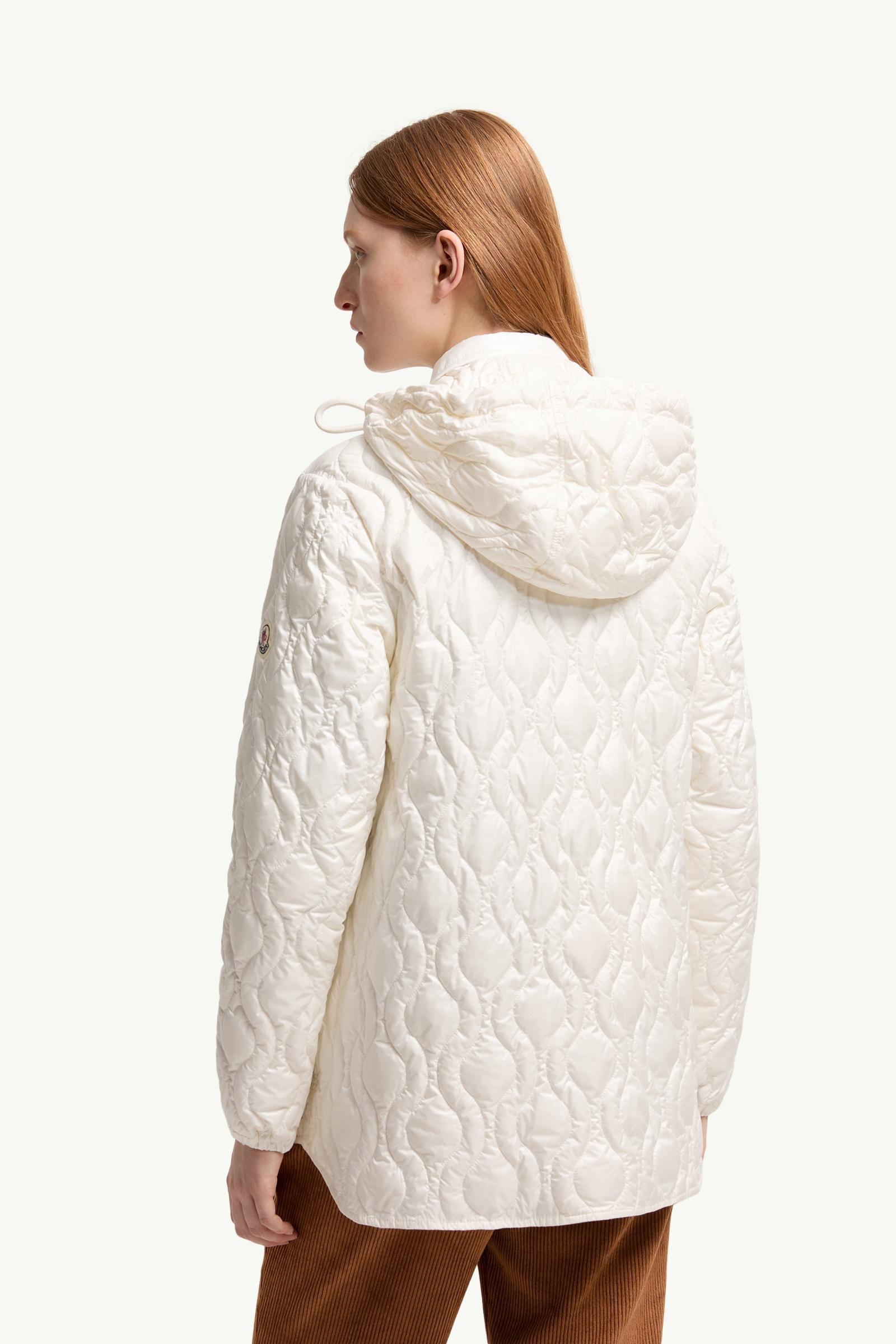 White Balette Geometric Quilted Mid-Length Down Jacket