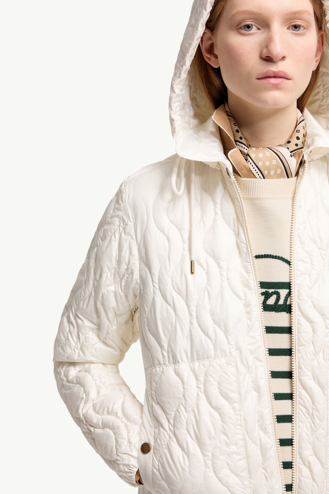 Piumino midi Balette con trapuntatura geometrica Donna Bianco Moncler 5