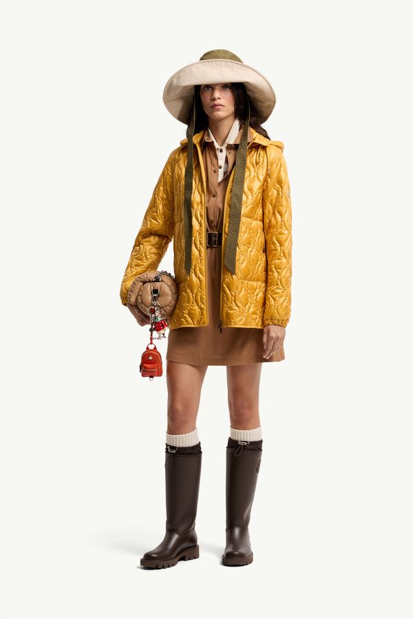 Balette幾何絎縫中長羽絨外套 女士 黃色 Moncler 0