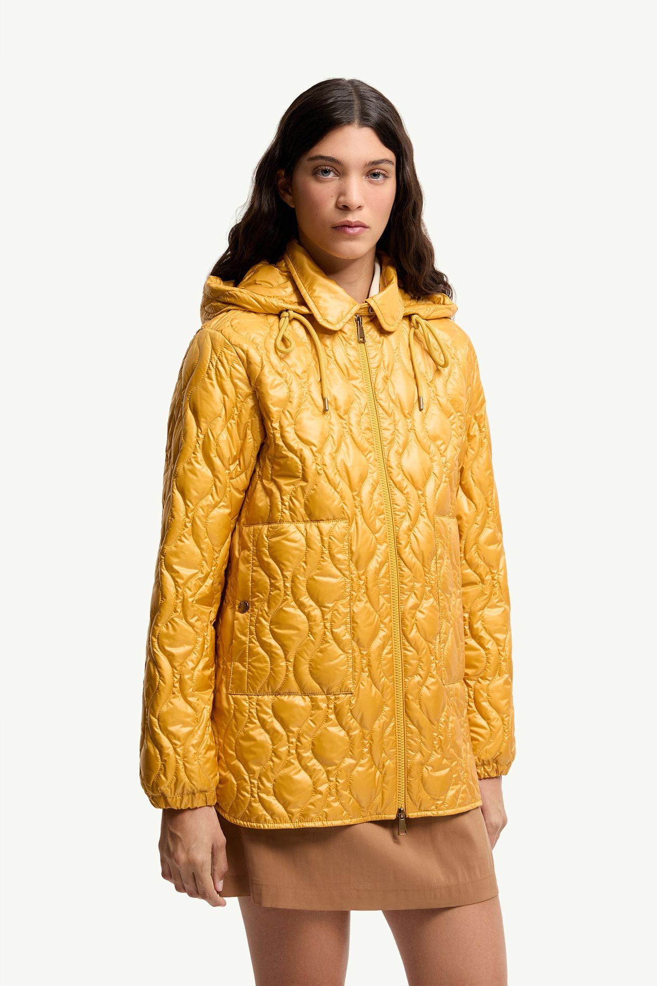 Plumífero de largo medio con acolchado geométrico Balette Mujer Amarillo Moncler 3