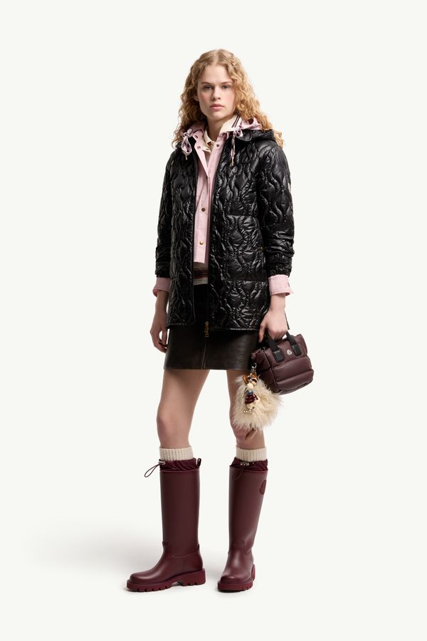 Balette幾何絎縫中長羽絨外套 女士 黑色 Moncler 0