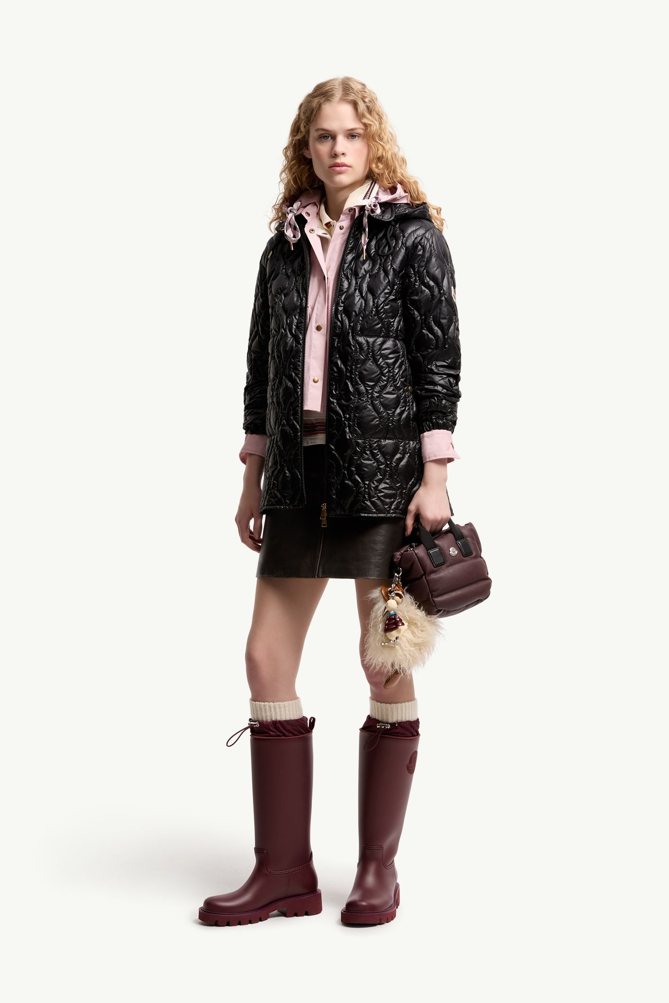 Doudoune mi-longue Balette à matelassage géométrique Femmes Noir Moncler 0