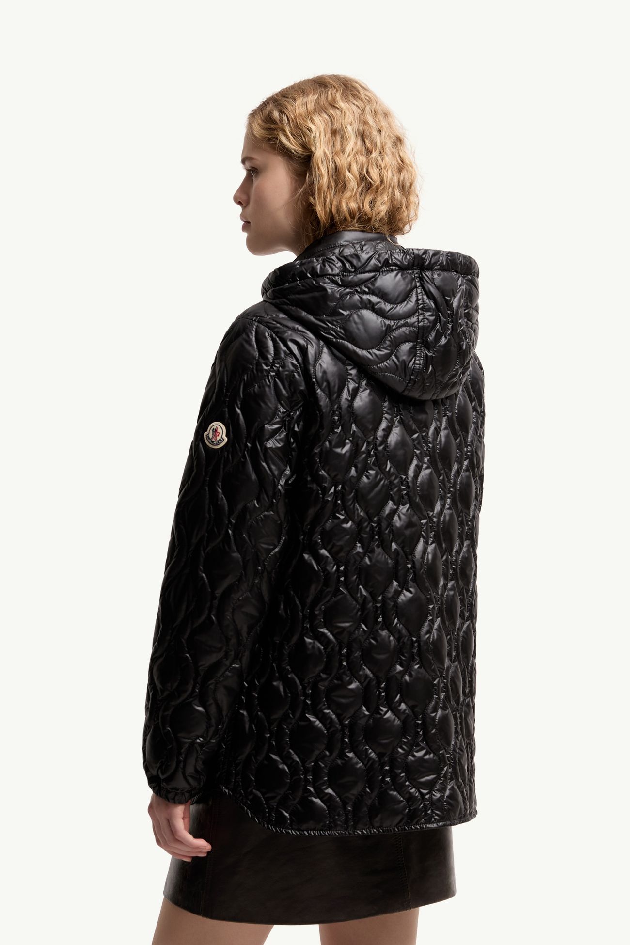 Balette Geometric Quilted Mid-Length Down Jacket Women Black Moncler 4