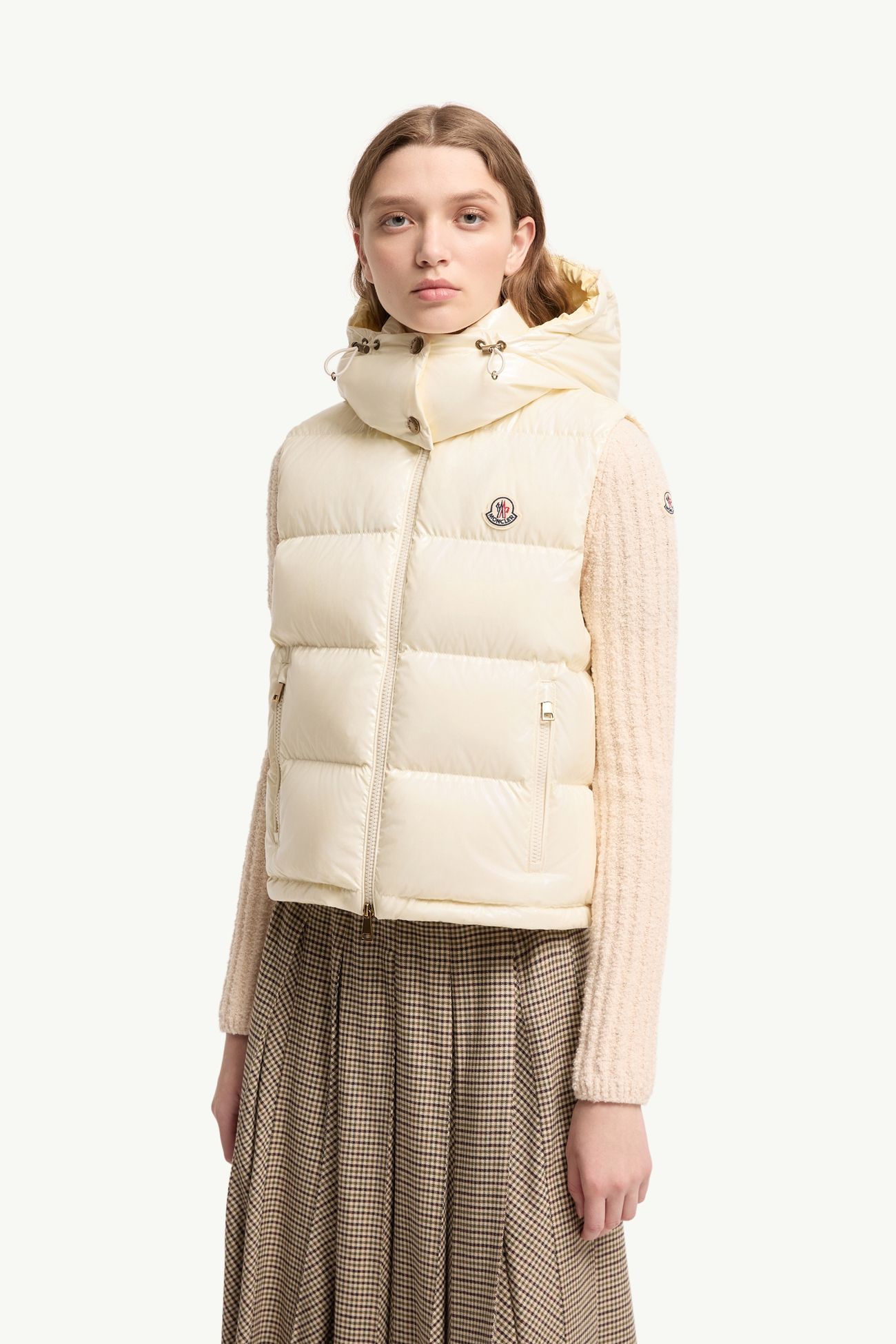 Doudoune courte sans manches en nylon Niverolle Femmes Blanc Ivoire Moncler 3