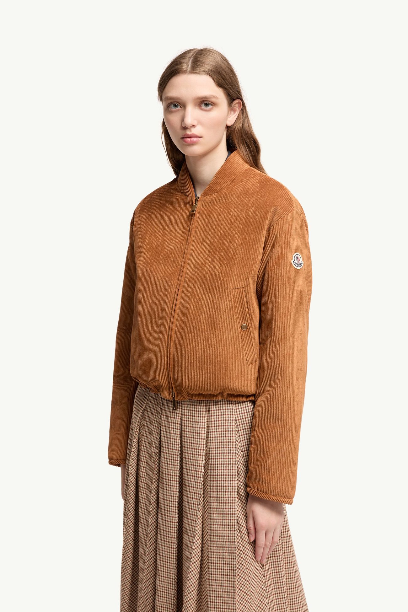 Blageon 코듀로이 리버서블 다운 재킷 여성 카멜 베이지 Moncler 3