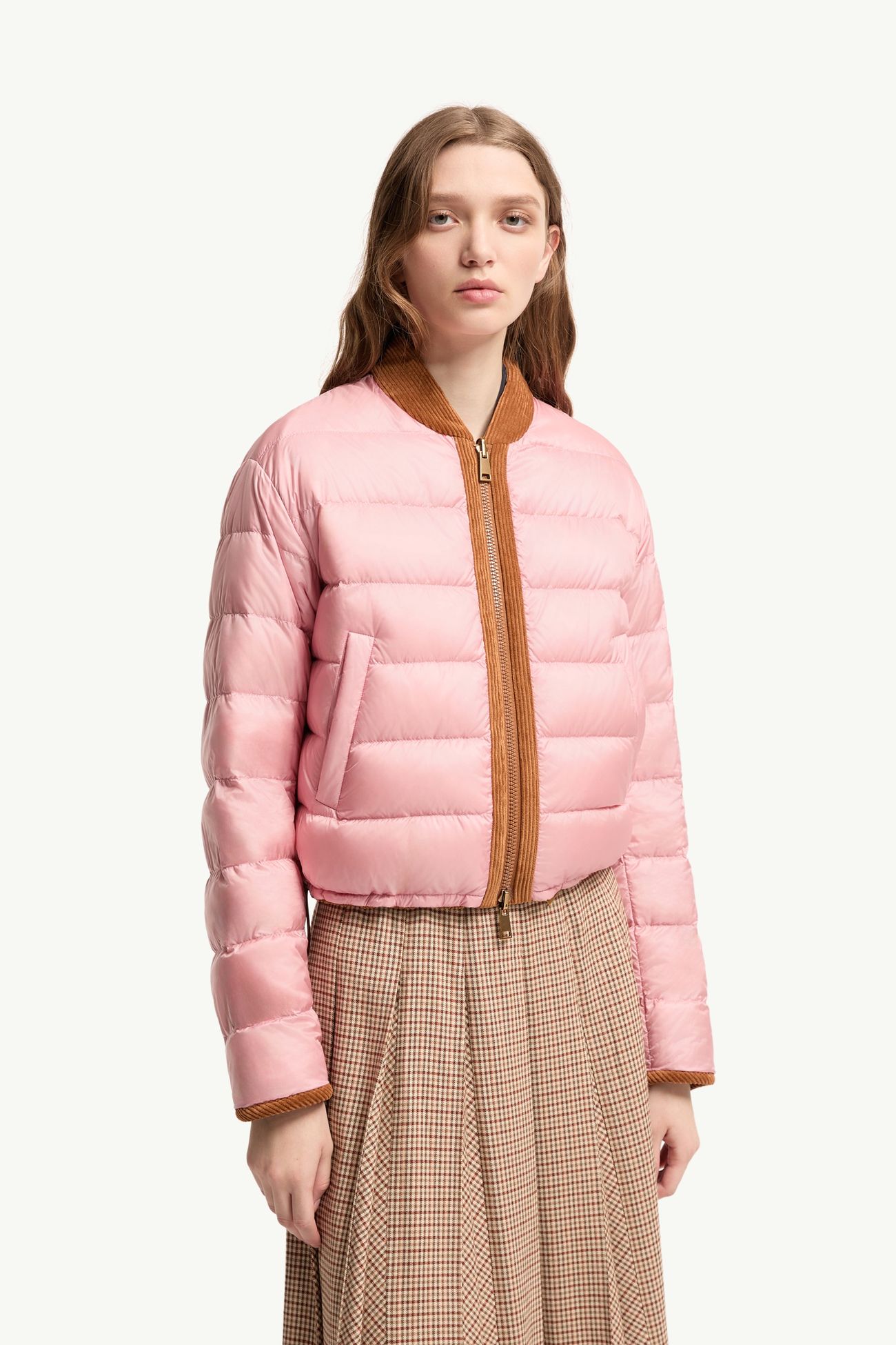 Blageon Corduroy Reversible Down Jacket Women Camel Beige Moncler 5