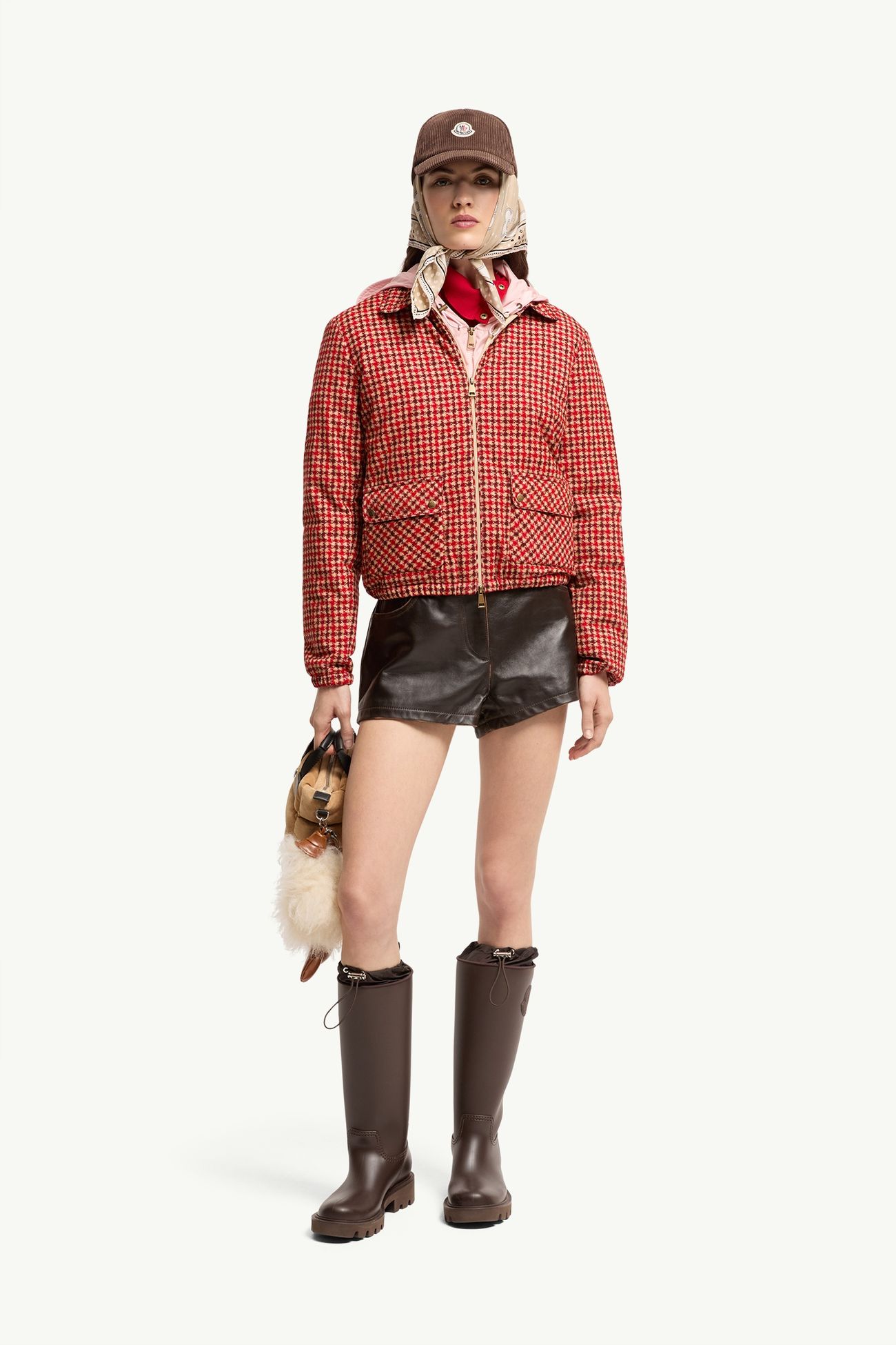 Lanset絲絨羽絨恤衫式外套 女士 紅色 Moncler 0