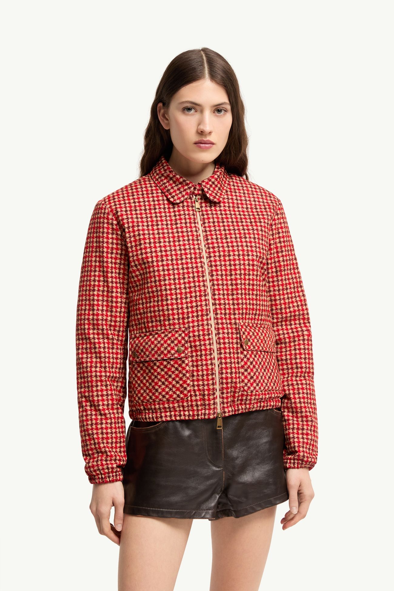 Lanset Velvet Down Shirt Jacket Women Red Moncler 3