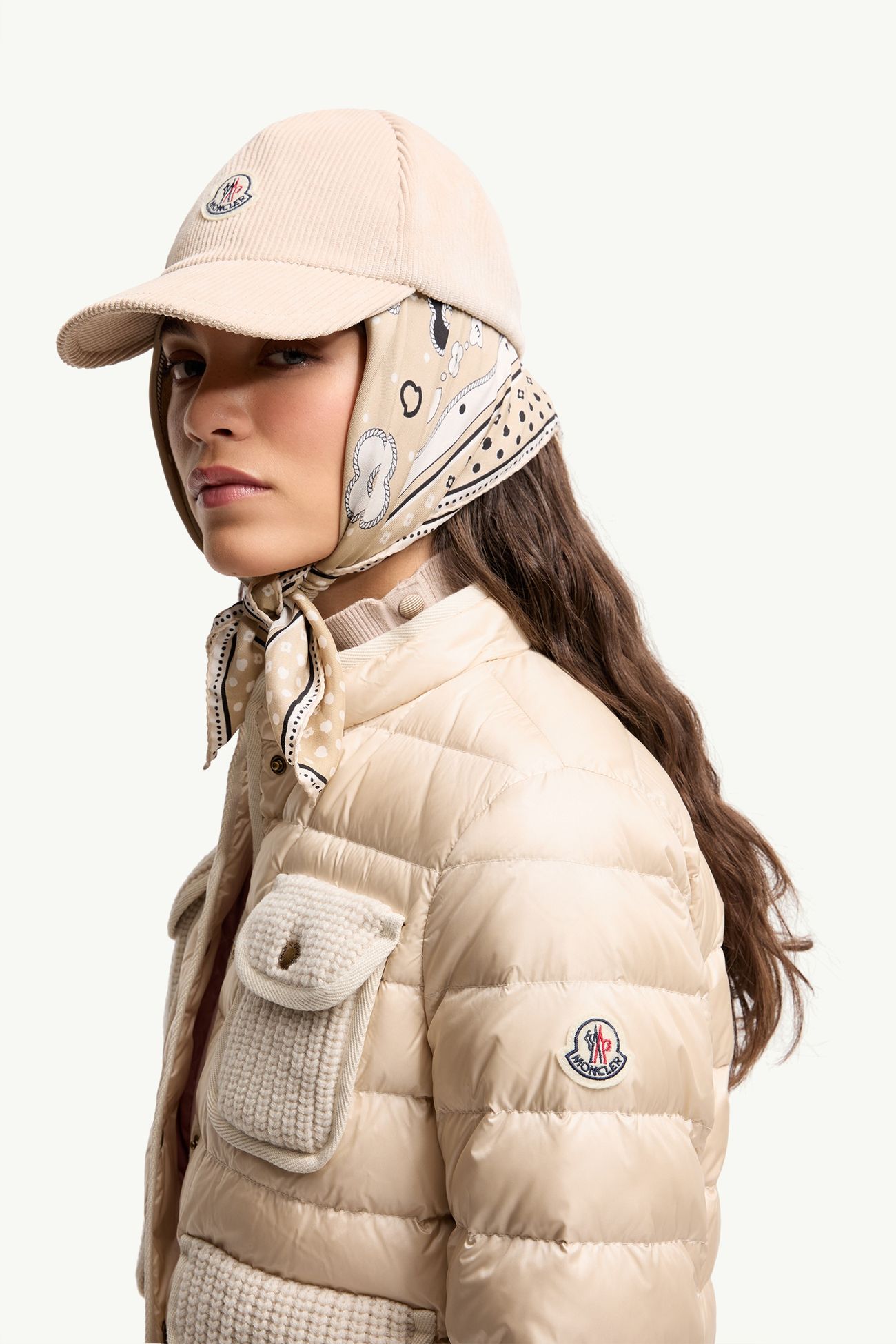 Furet kurze Daunenjacke mit Besatz aus Wolle und Kaschmir Damen Hellbeige Moncler 1